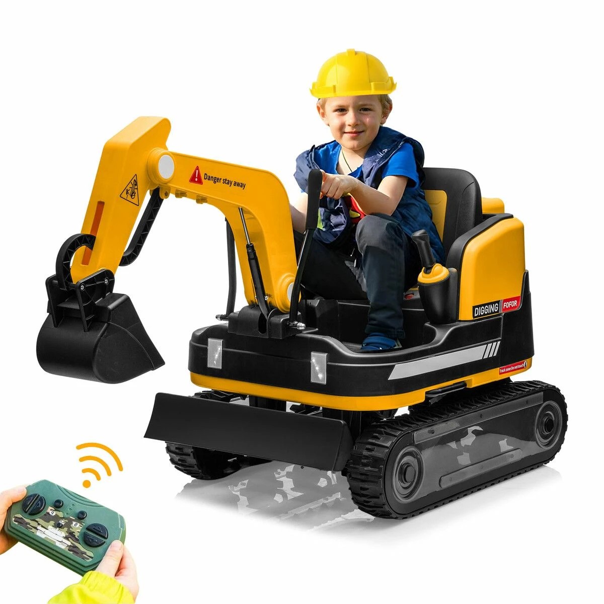 4 Kidbot 2 in 1 Kids Excavator Bulldozer Toy Ride On Car Remote Control, 4 of 5