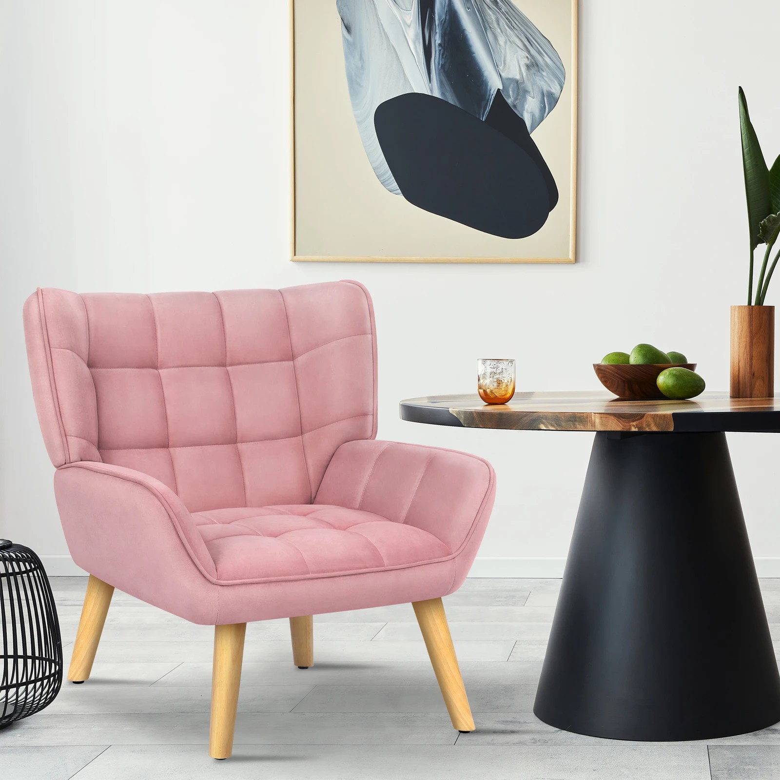 3 Alfordson Armchair Accent Chair Upholstered Lounge Sofa Tub Couch Velvet - Pink, 3 of 9