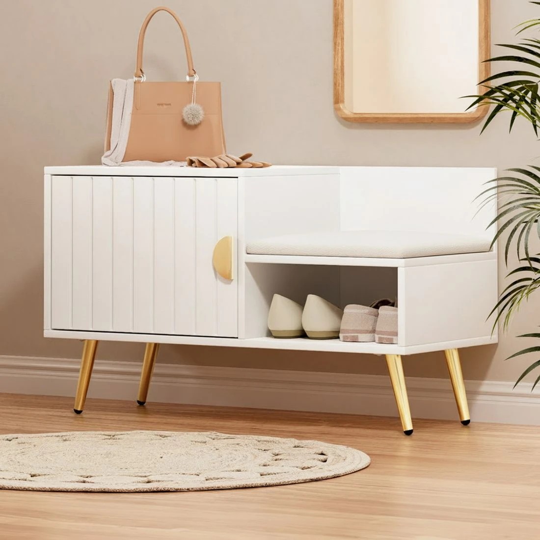 4 Artiss Shoe Rack Cabinet Bench 6 Pairs - White, 4 of 4