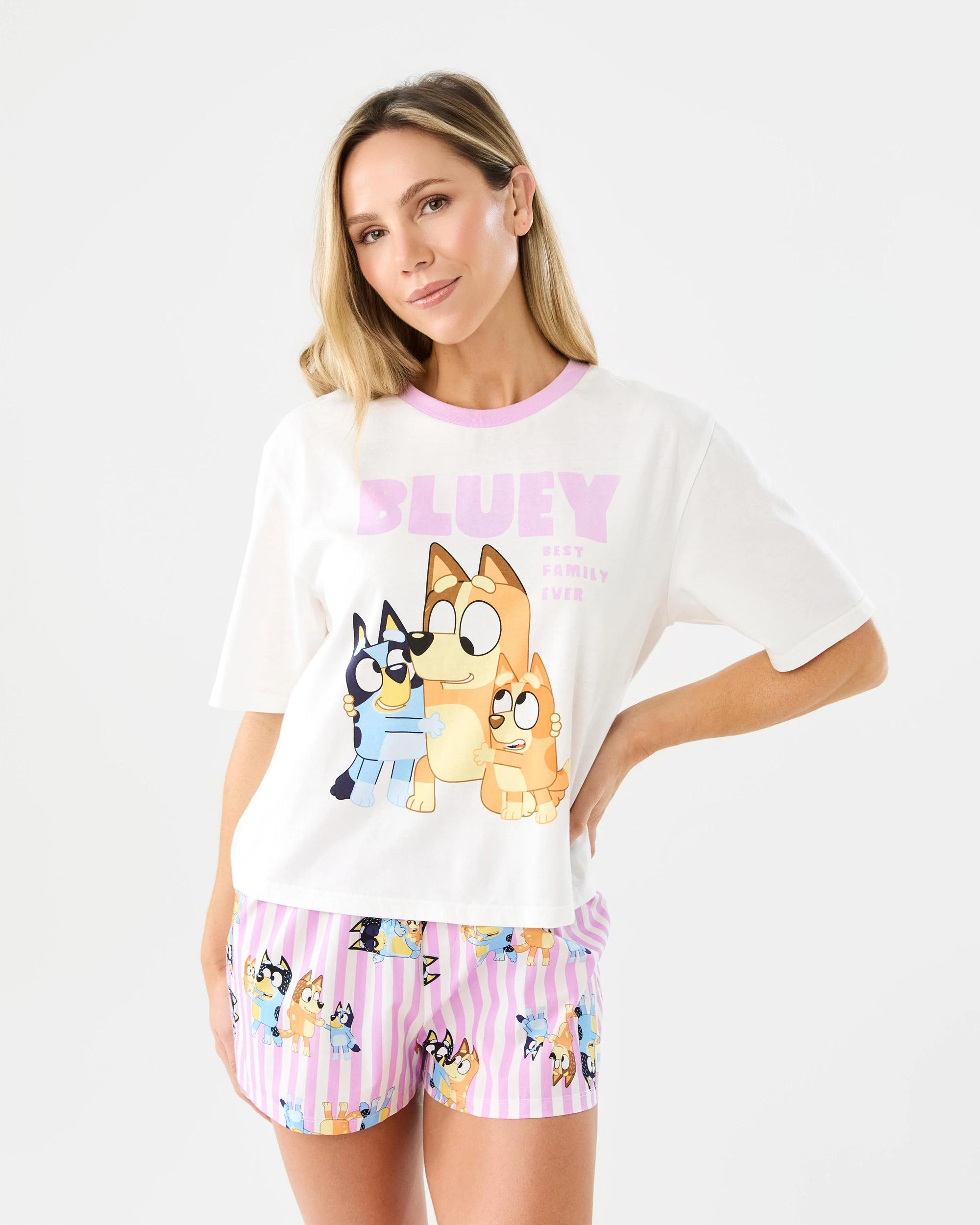 1 Bluey License Short Sleeve Cotton Knit Top and Woven Shorts Family Matching Pyjama Set Bluey, 1 of 9