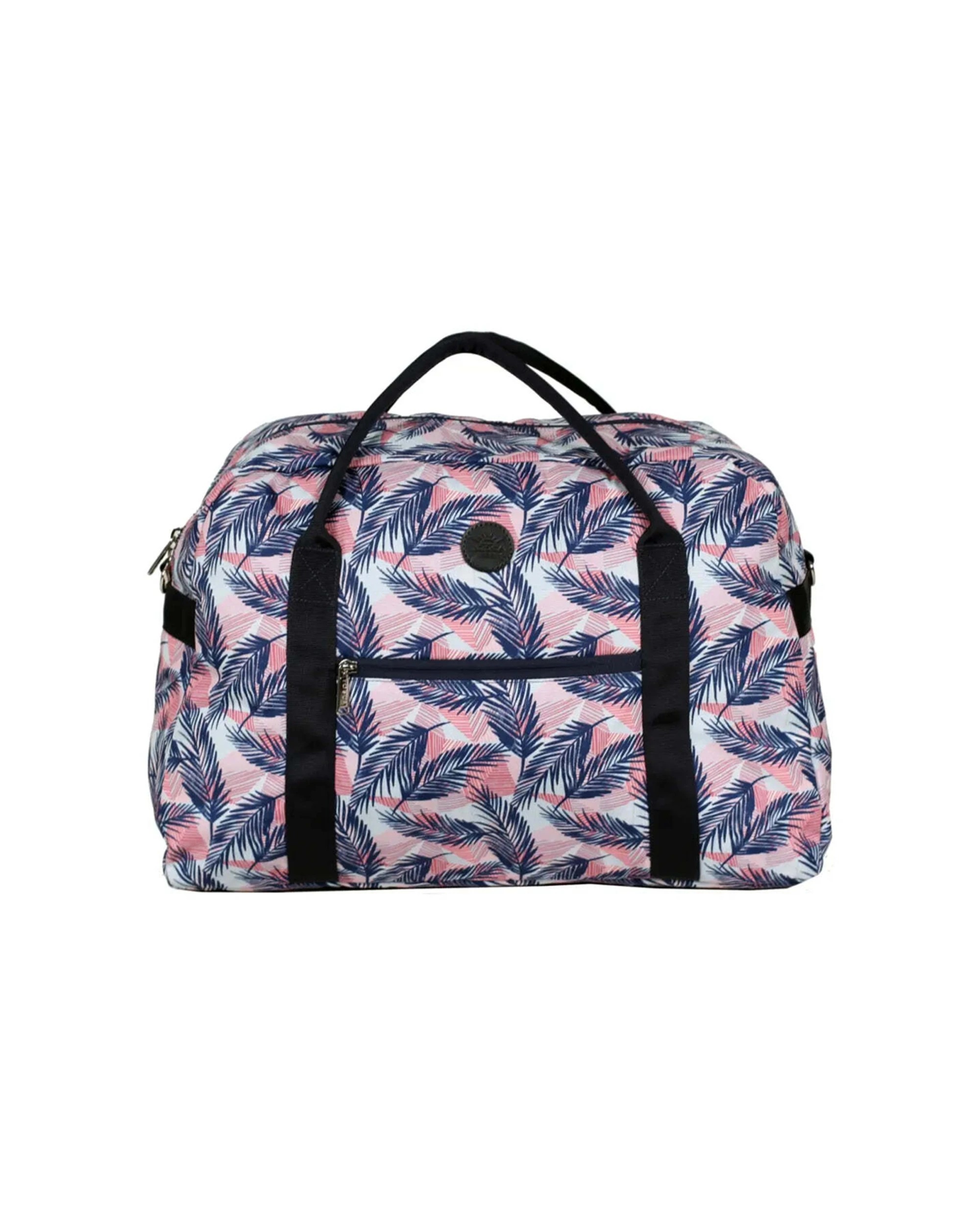 1 Tosca Luggage Fashion Tote Overnight Bag Spacious Design Three Smart Pockets Navy Coral Ferns - Multi, 1 of 1