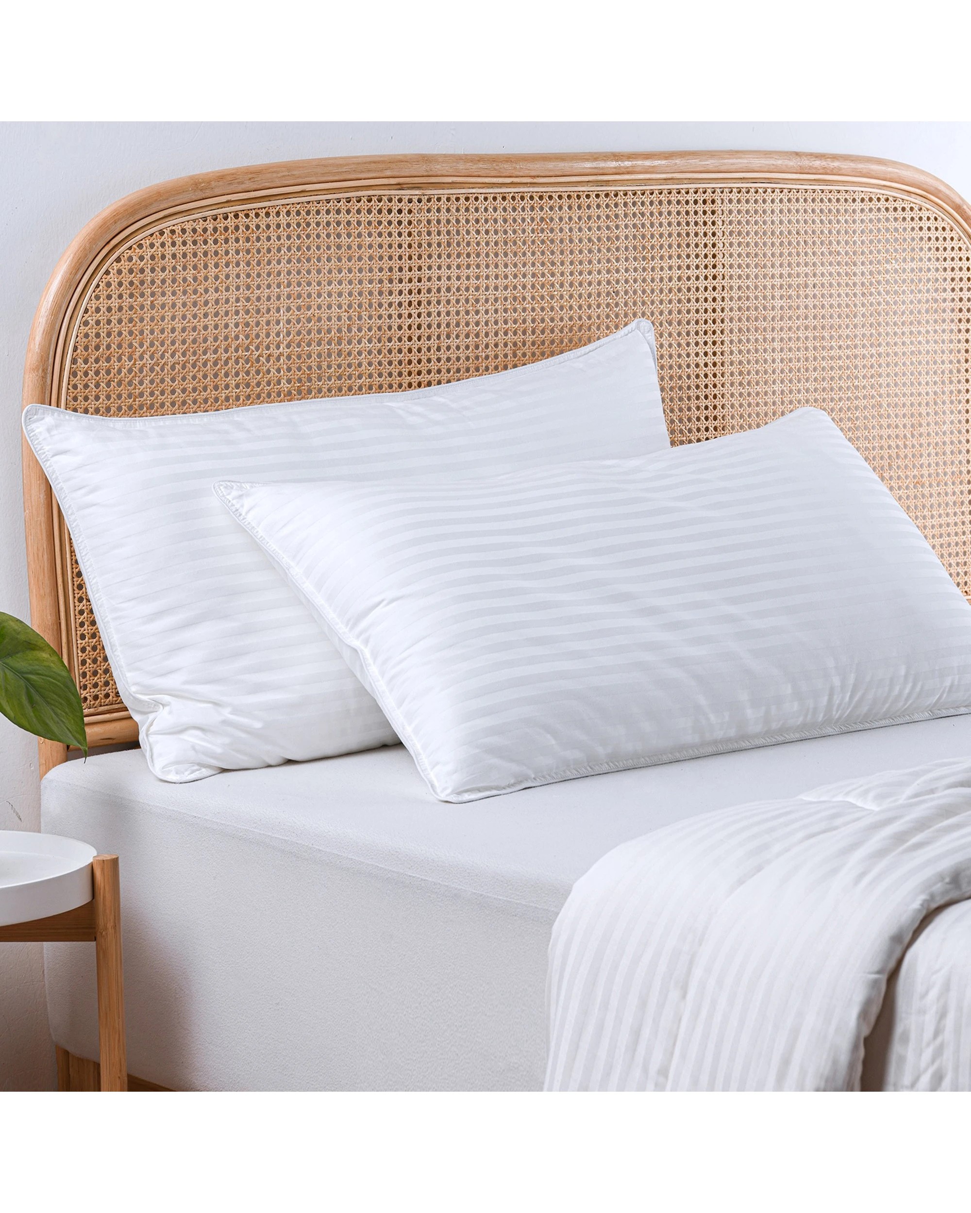 2 Dreamaker Hotel Collection Cotton Sateen Cover Microfibre King Pillow Twin Pack - White, 2 of 5