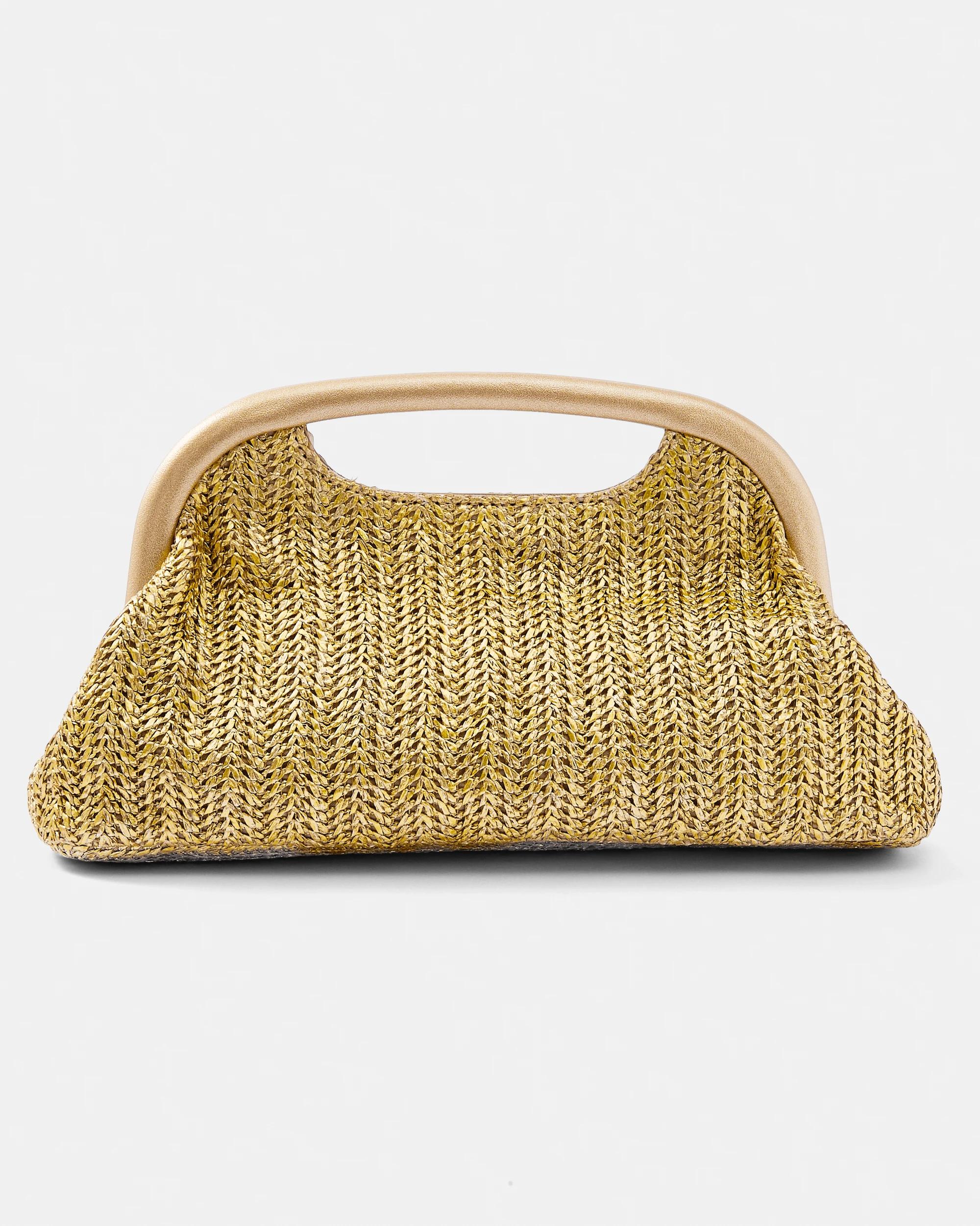 2 Metallic Straw Clutch Gold, 2 of 4