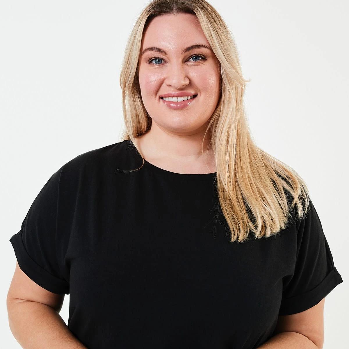 4 Curve Short Sleeve Longline Slub T-shirt BLACK, 4 of 4