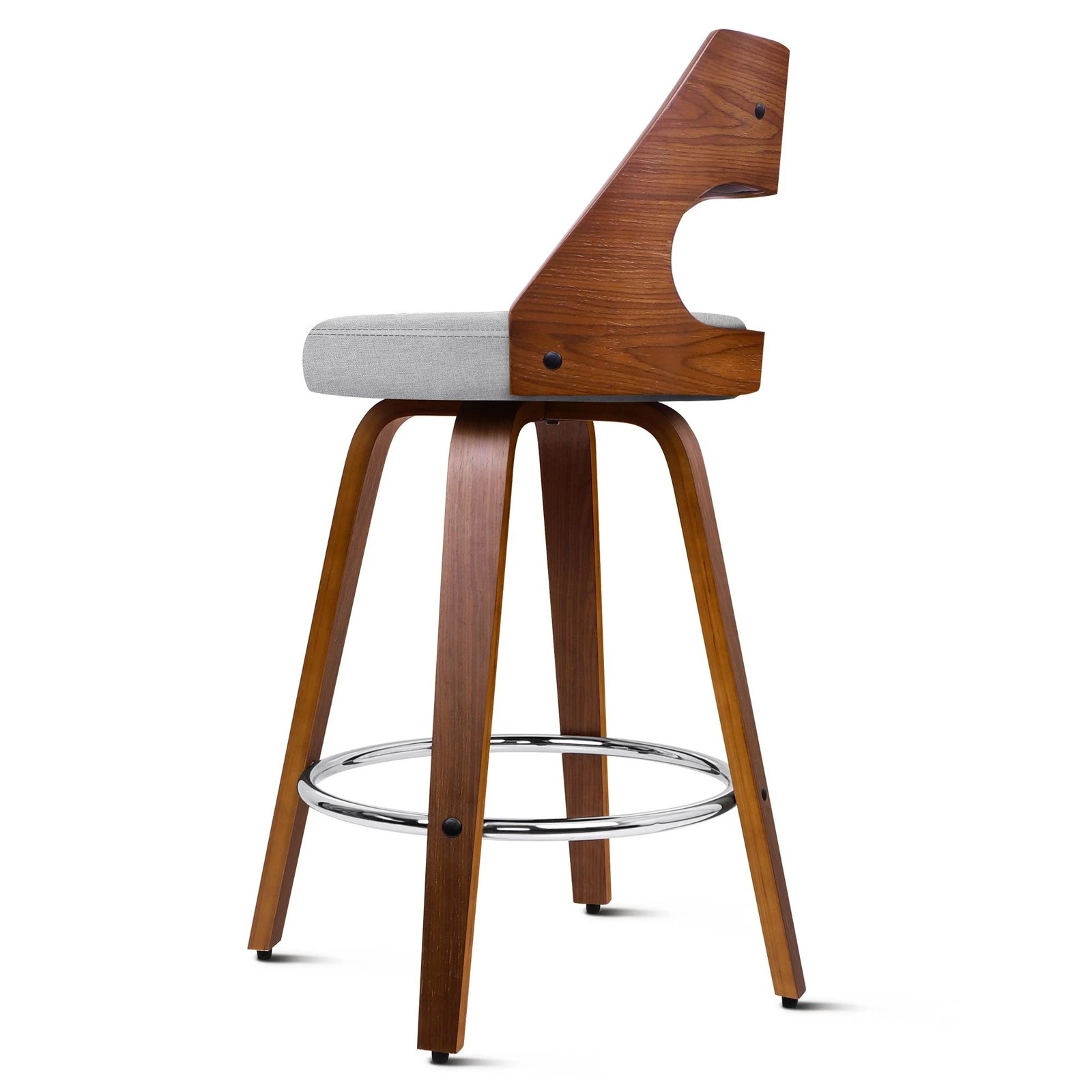 3 Alfordson 4x Swivel Bar Stools 65cm Eden Kitchen Dining Chair Wooden - Grey, 3 of 10