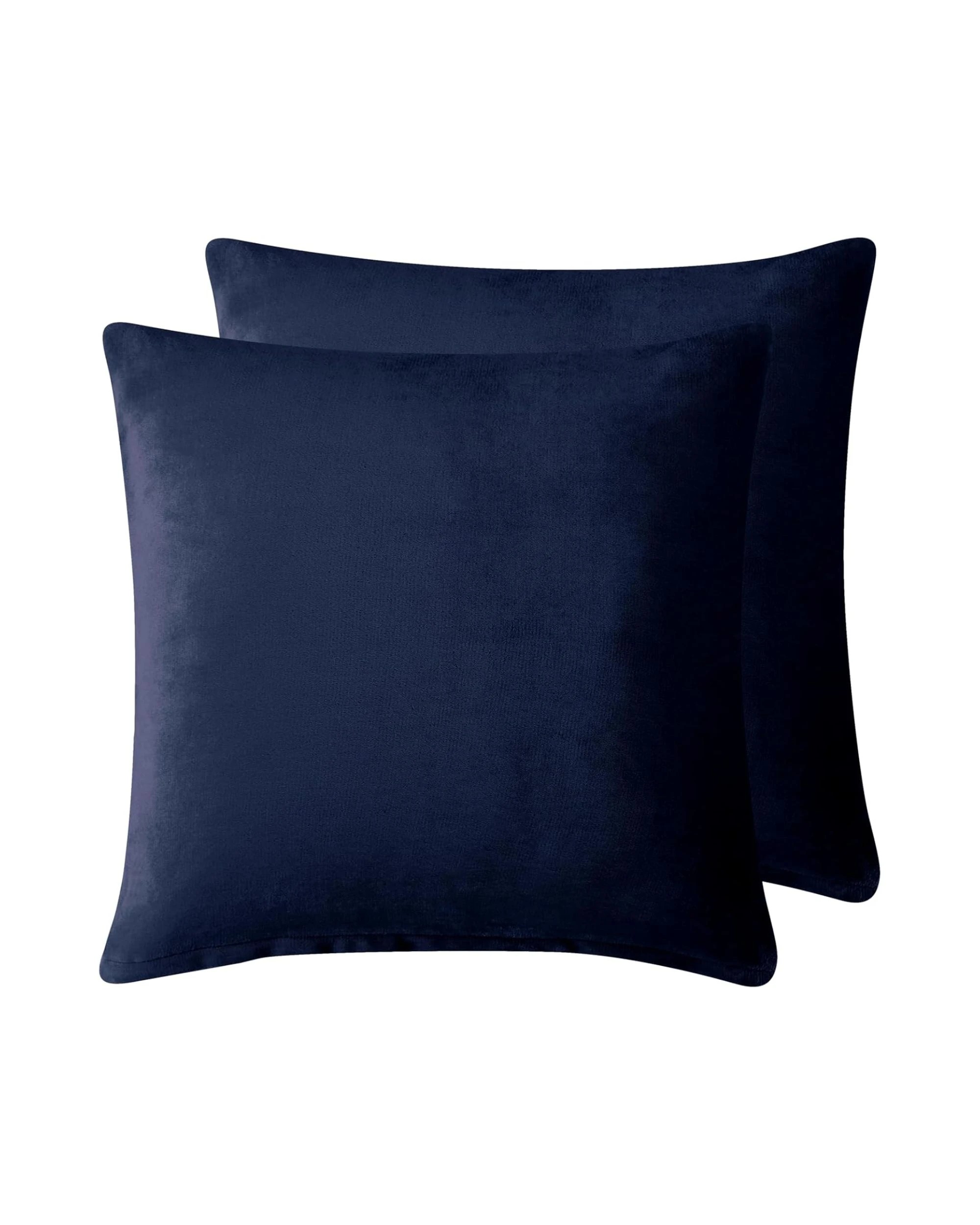 2 Gioia Casa 2-Pack Teddy Sherpa European Pillowcases Reversible Velvet - Navy Blue, 2 of 7