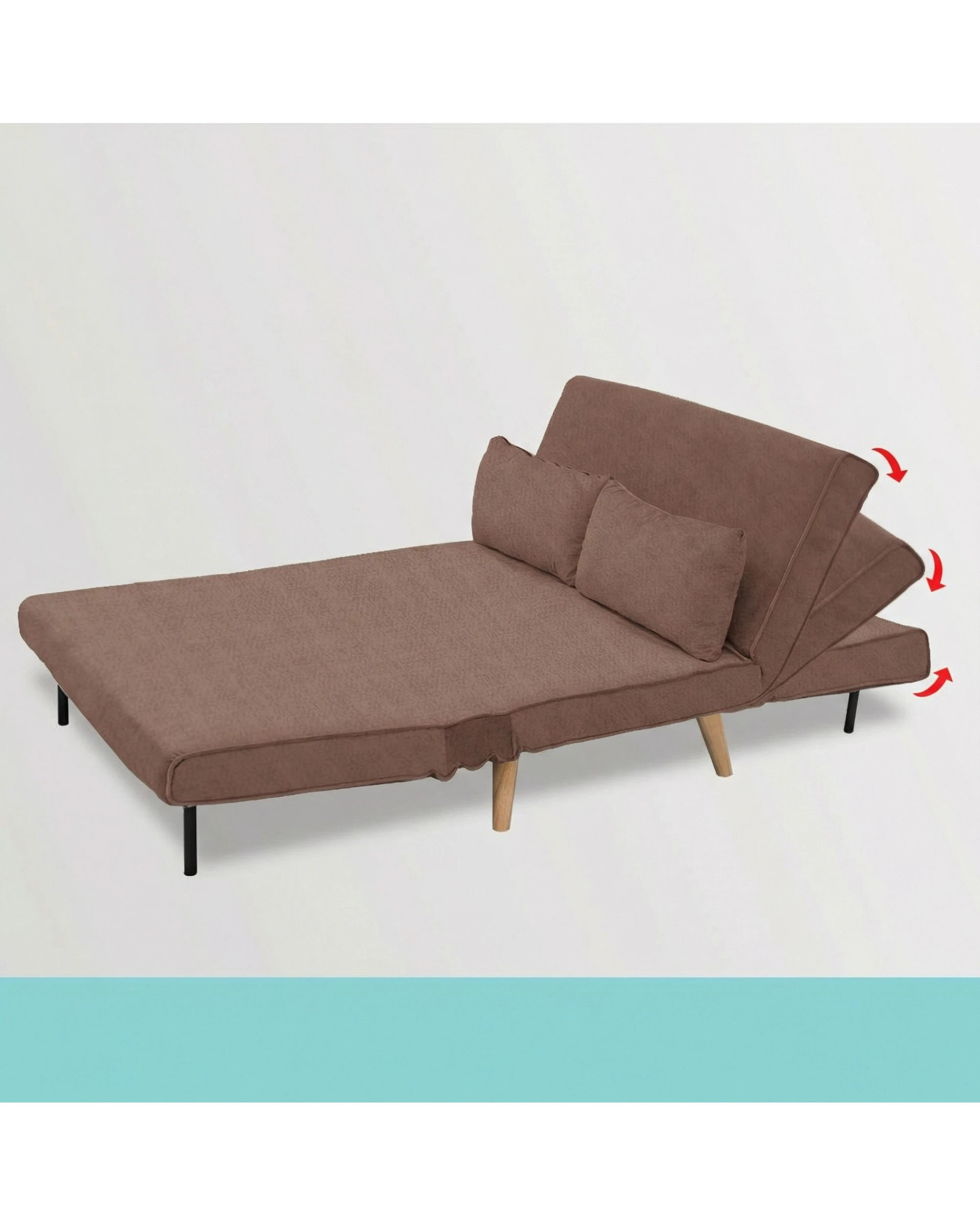 6 Sarantino 2-Seater Adjustable Sofa Bed Lounge Faux Linen - Brown, 6 of 7