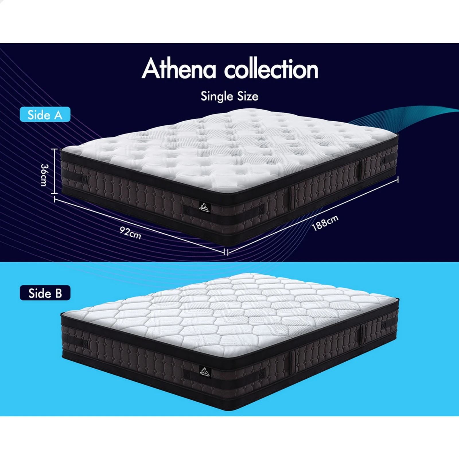 9 Starry Eucalypt Mattress Pocket Spring Latex Euro Top 36cm Athena - Single Bed, 9 of 10