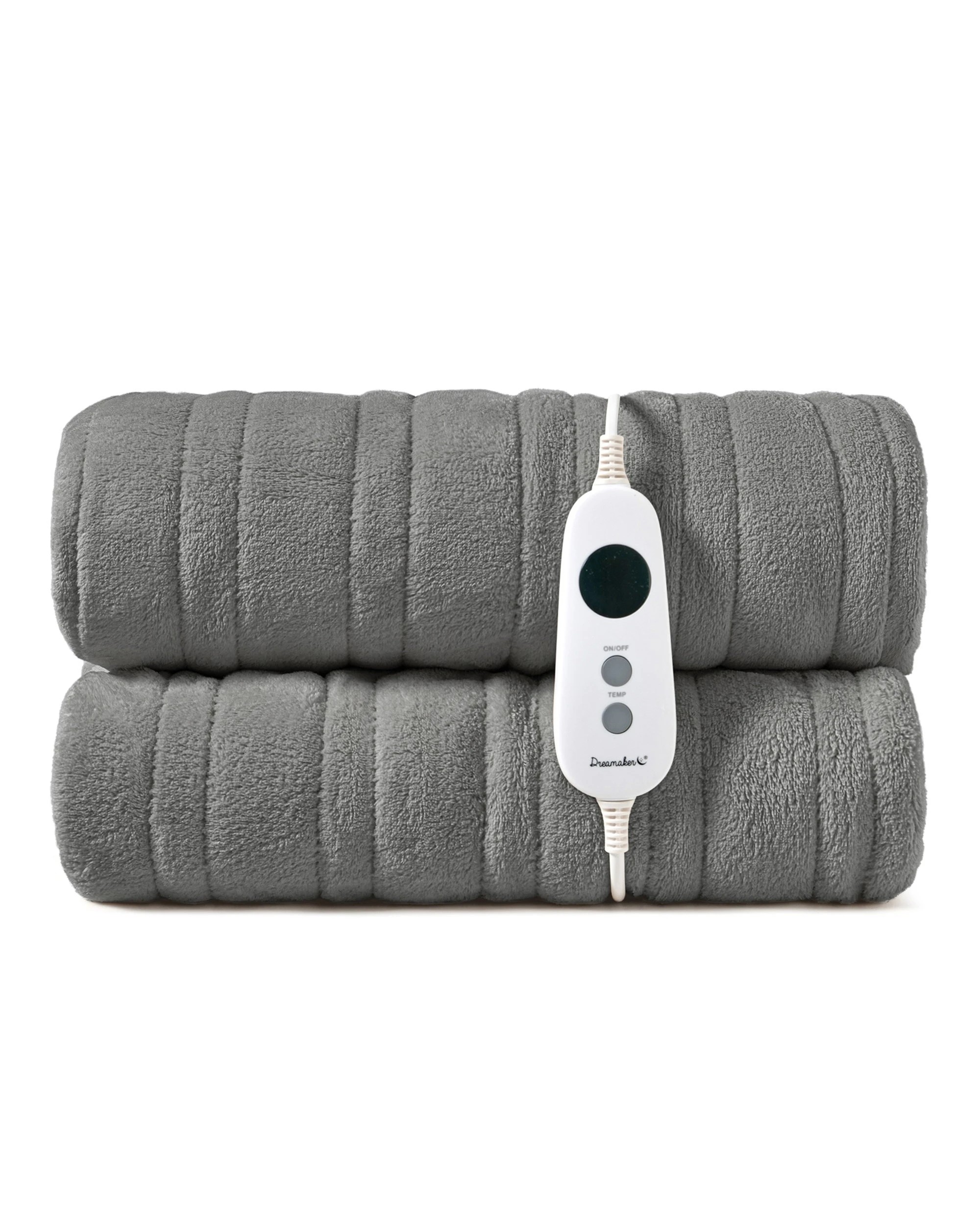 2 Dreamaker Kingston Coral Fleece Electric Heated Throw Blanket 180x200cm - Light Grey, 2 of 6