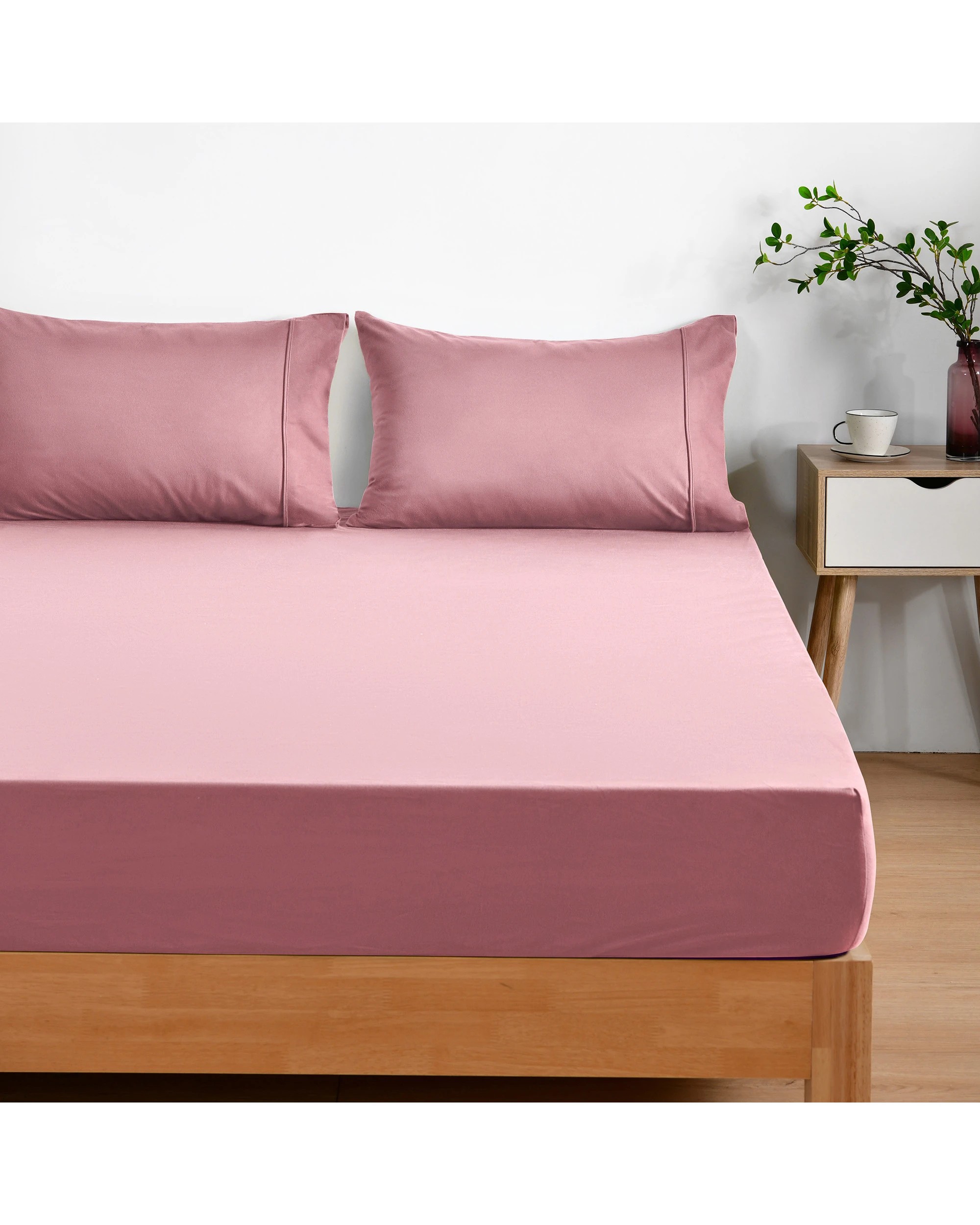 2 Dreamaker Micro Flannel Combo Fitted Sheet Set - Super King Bed - Pink Pearl, 2 of 7