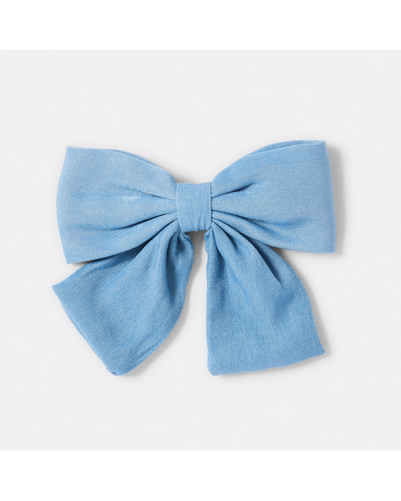 Blue Chambray Bow Hair Clip