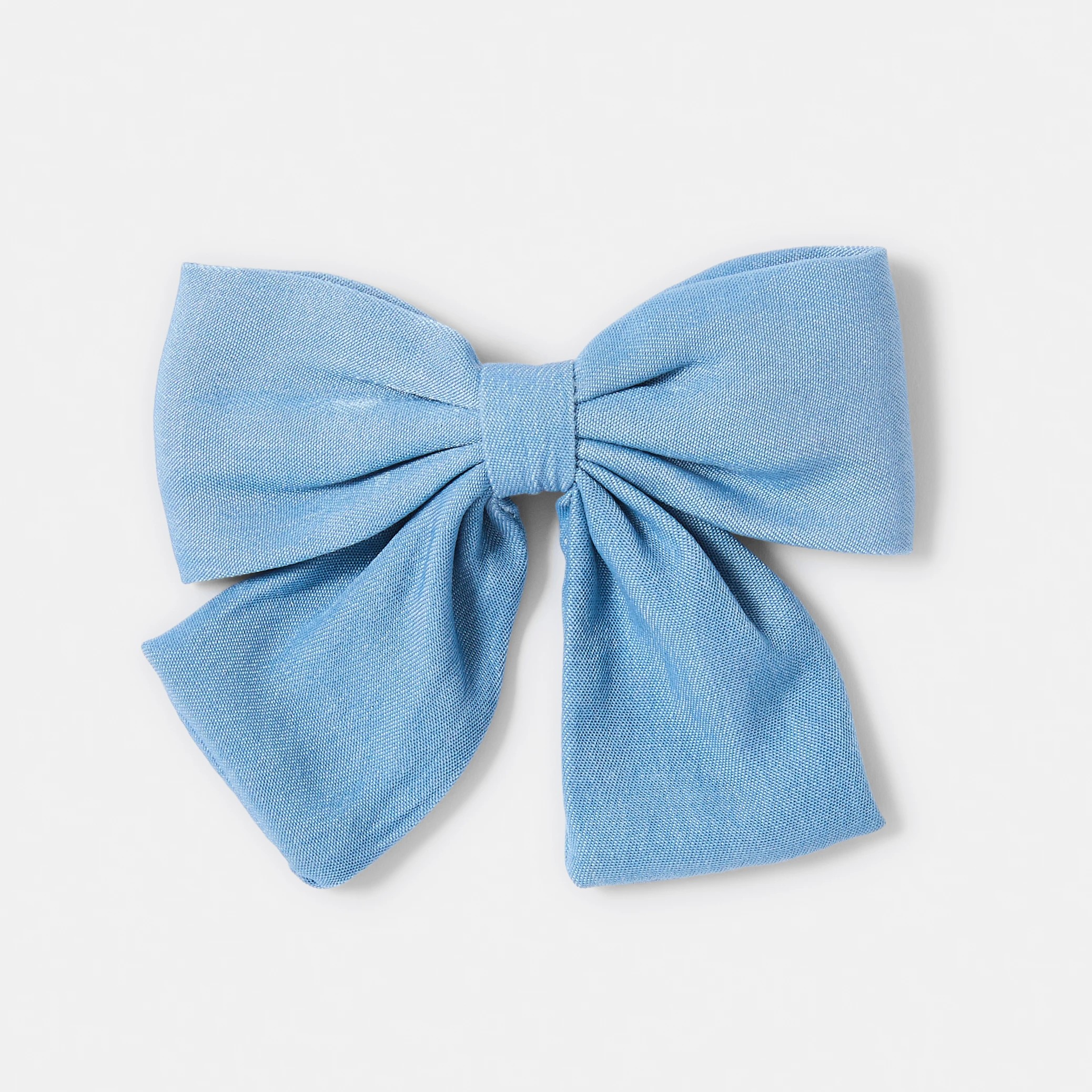 1 Blue Chambray Bow Hair Clip, 1 of 5