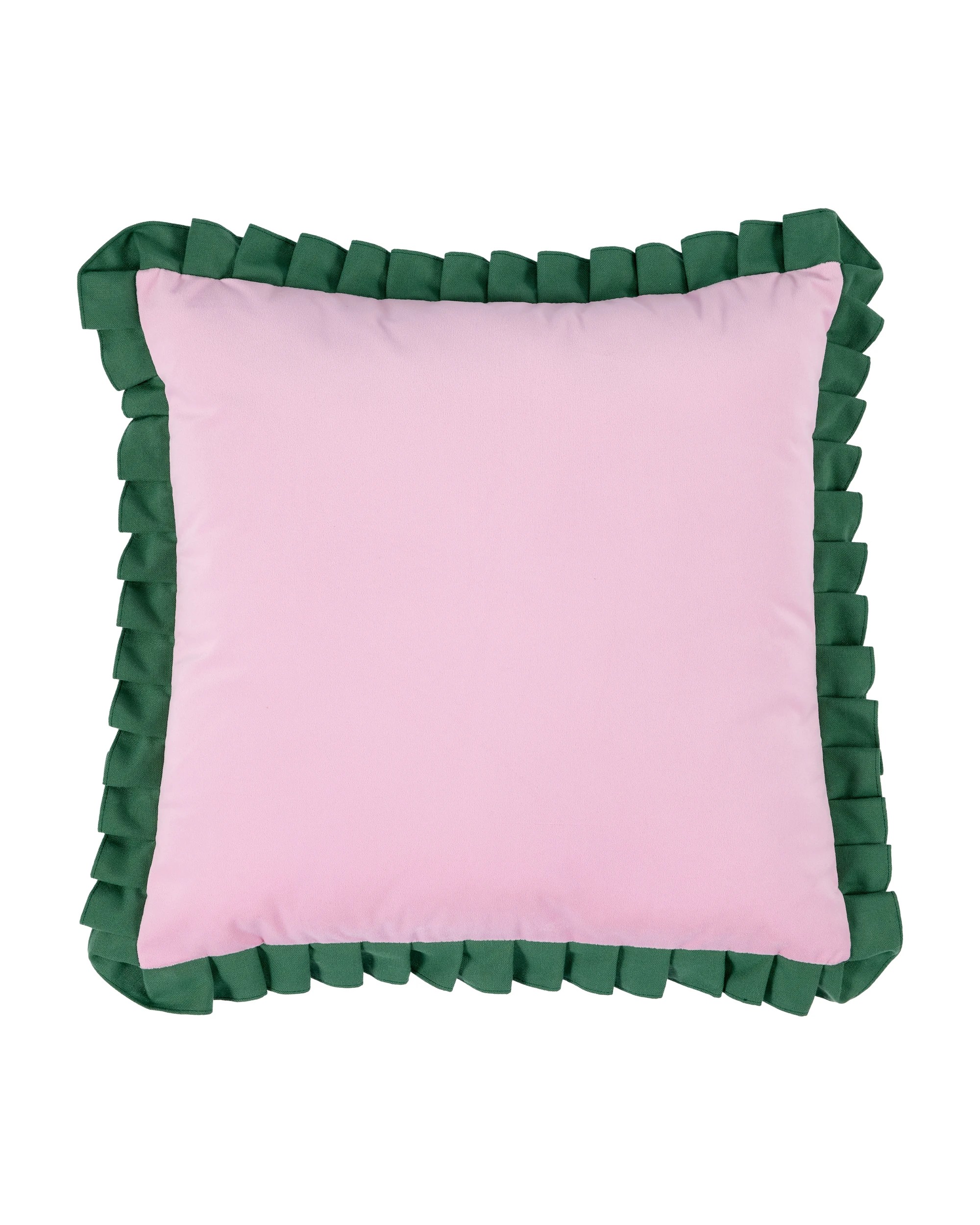 1 50cm Velvet Pleated Trim Cushion - Pink, 1 of 4