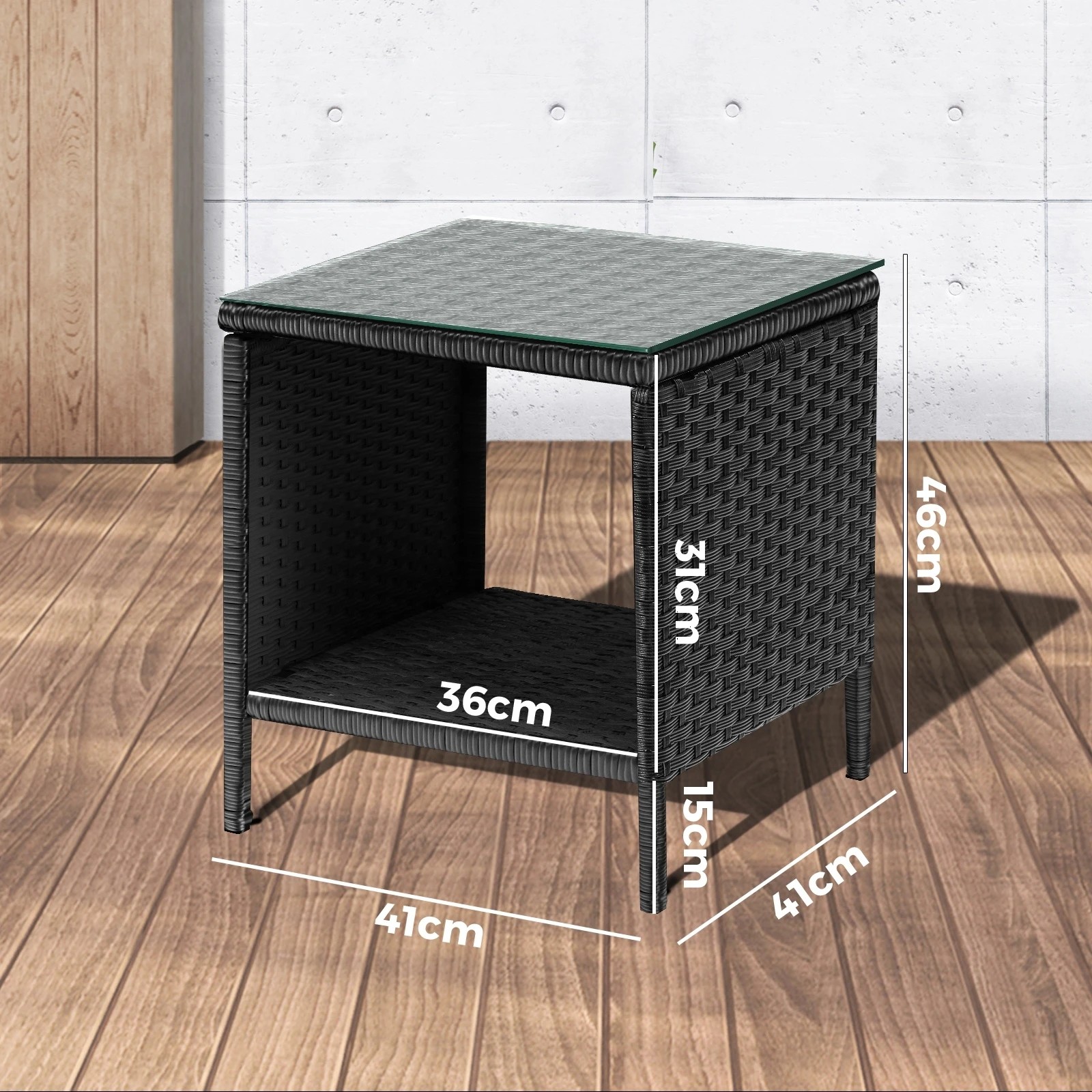 7 Livsip Garden Table Rattan Cafe Table Outdoor Garden Furniture Side Table
 - Black, 7 of 8