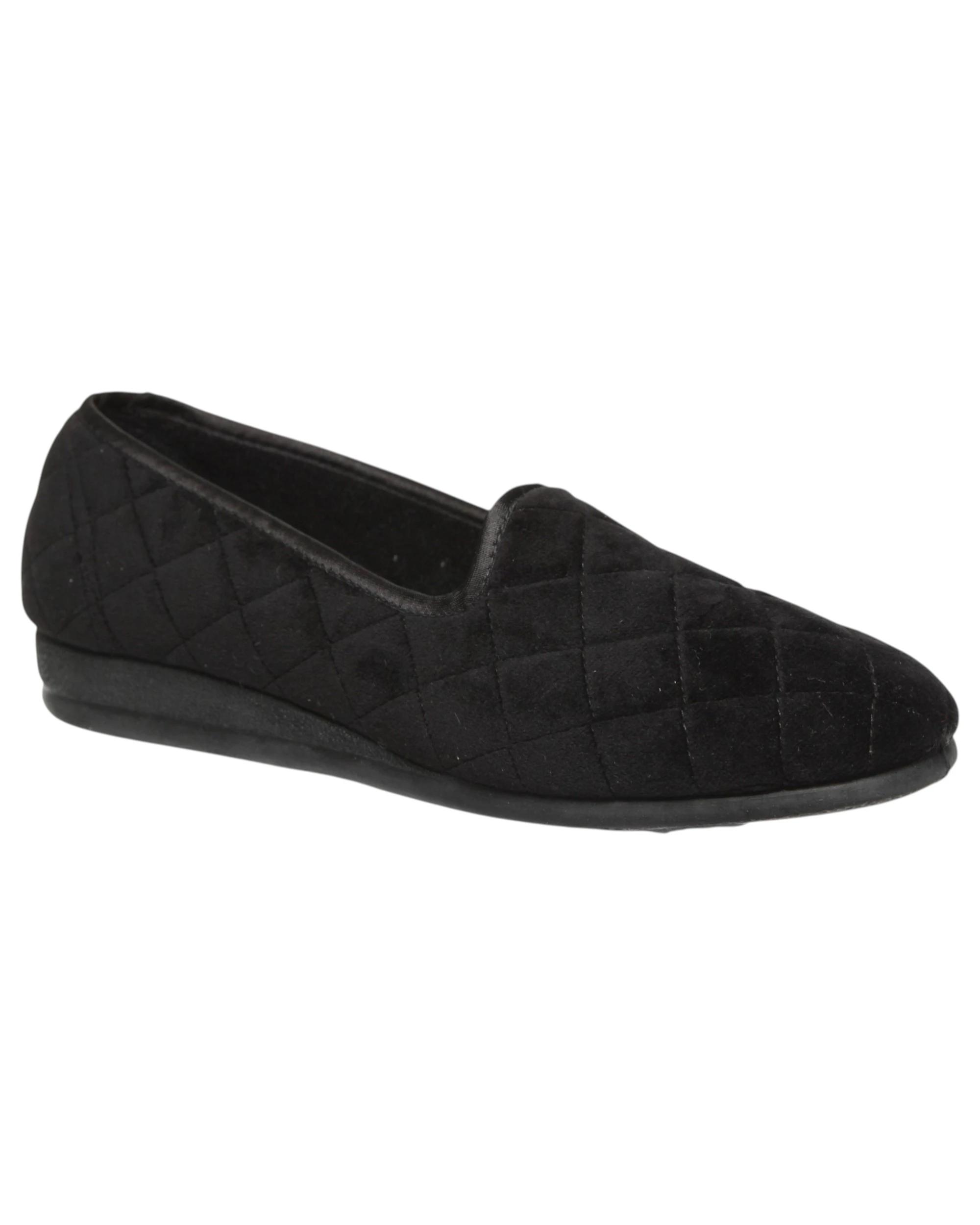 1 Grosby Womens Dawn Black Comfortable Slippers Ladies Shoes Slip On Flats BLACK, 1 of 3