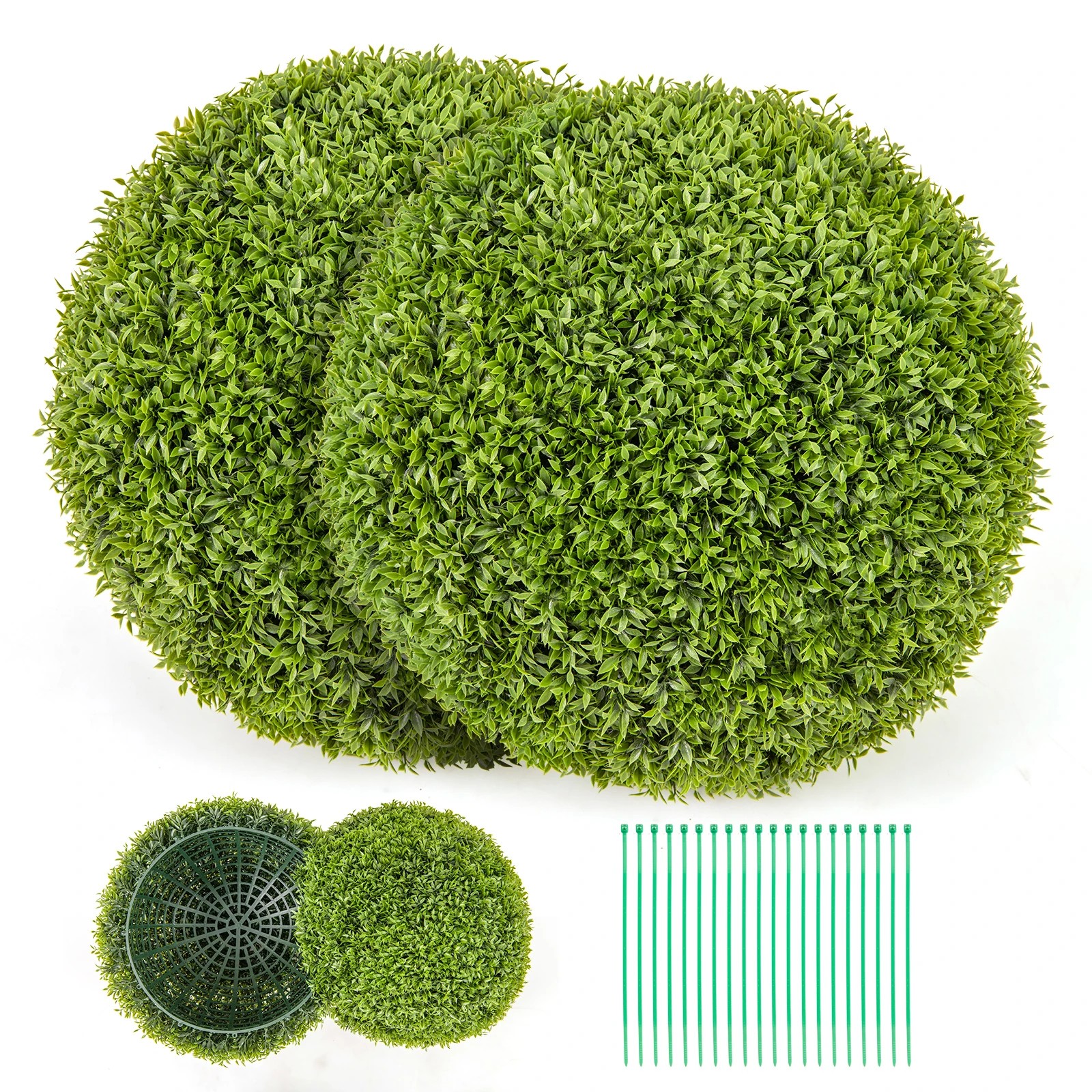 1 Costway 2x UV-Proof Topiary Boxwood Ball Artificial Plant Ball Faux Decorative Grass Ball, 1 of 1