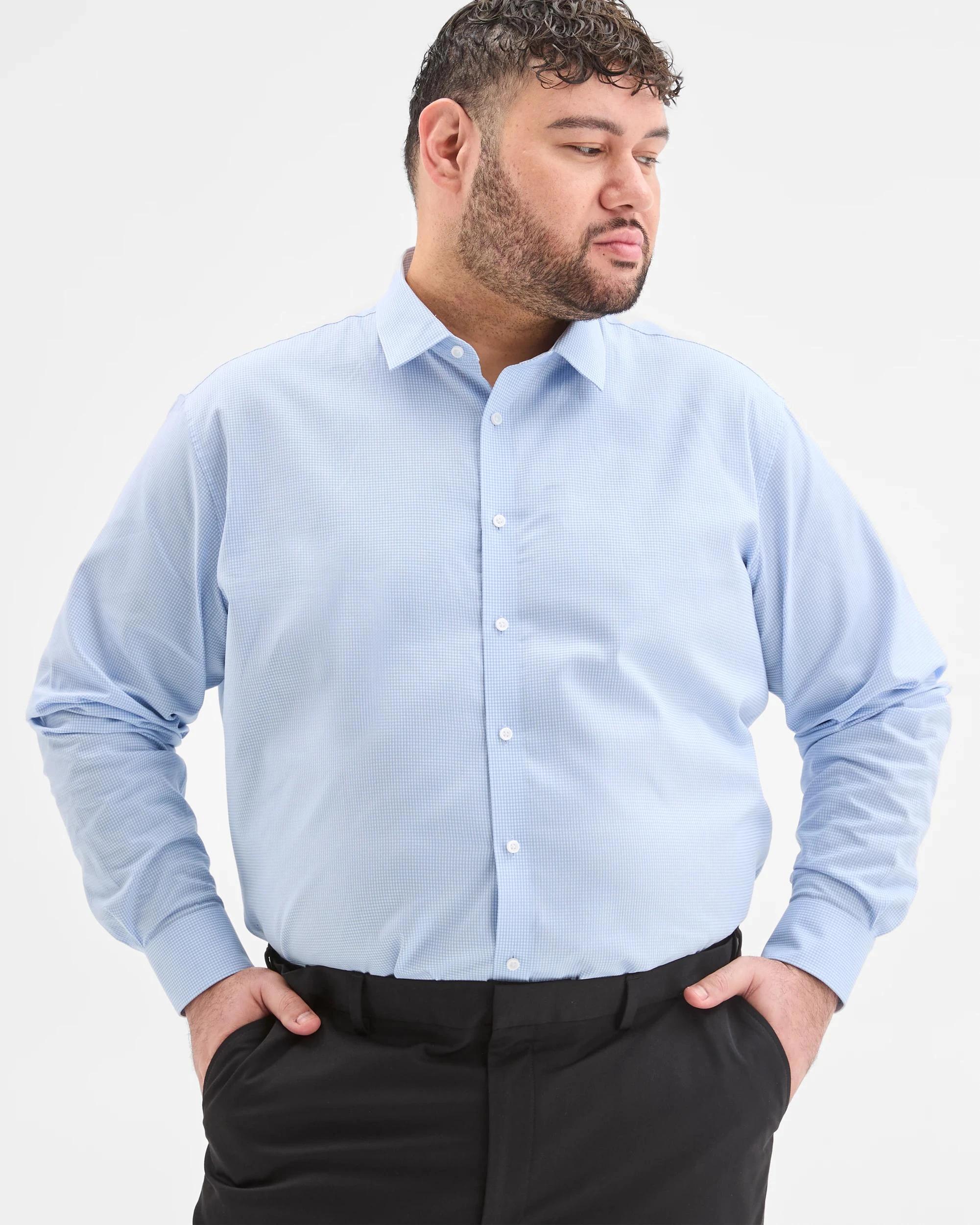 4 Target Man Plus Plus Size Gingham Business Shirt BLUE GINGHAM, 4 of 6