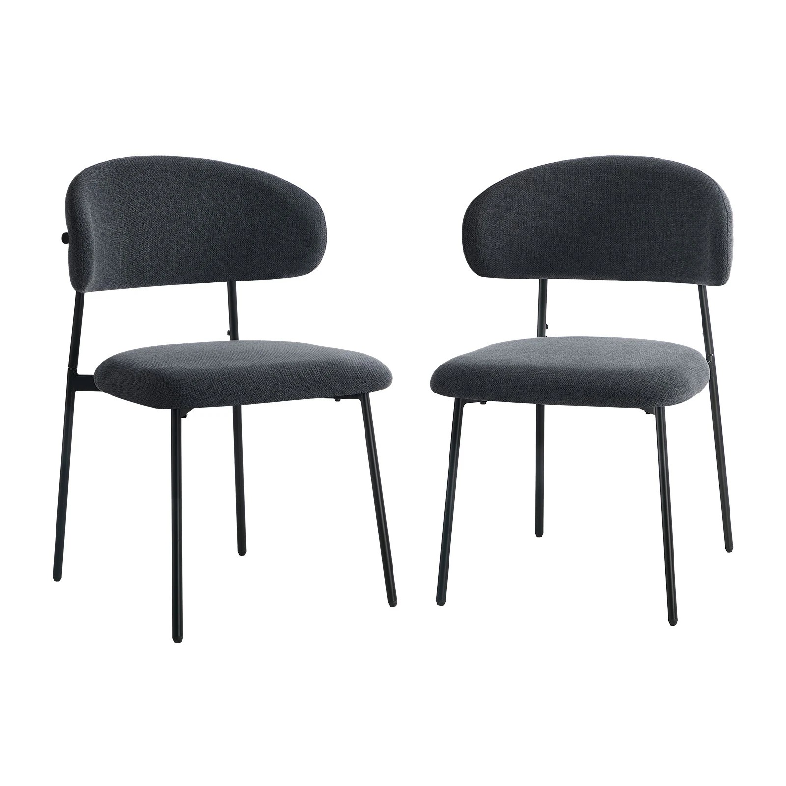 1 Oikiture 2x Dining Chairs Kitchen Lounge Seat Linen Fabric Accent Chair - Grey, 1 of 9