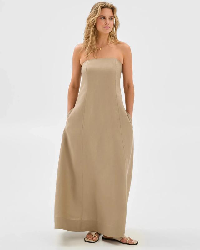 Lily Loves European Linen Blend Strapless Maxi D
