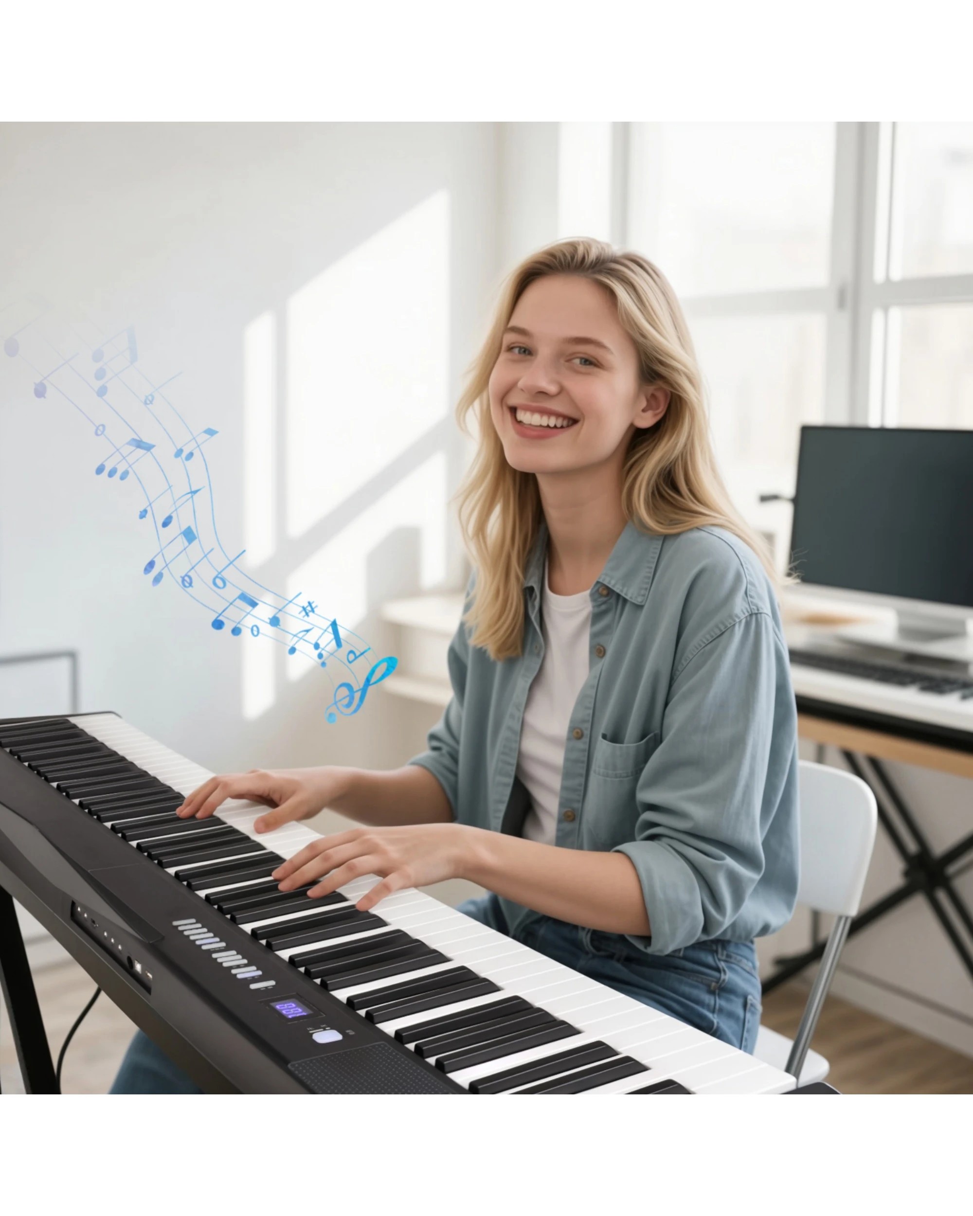 8 Advwin 88-Key Foldable Electronic Keyboard Piano Portable Full-size Semi Weighted Digital Piano, 8 of 10