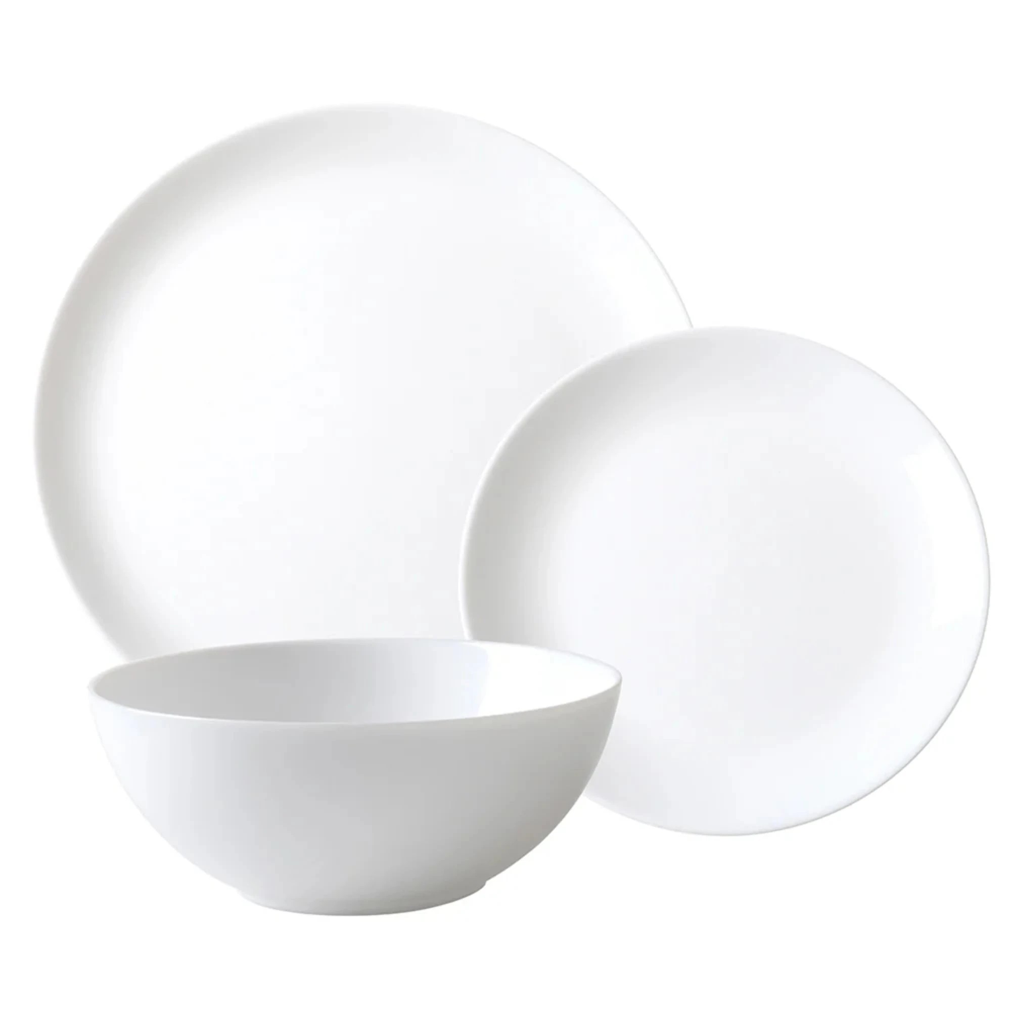 1 Wiltshire White Coupe 12 Piece Glass Dinner Set - White, 1 of 7