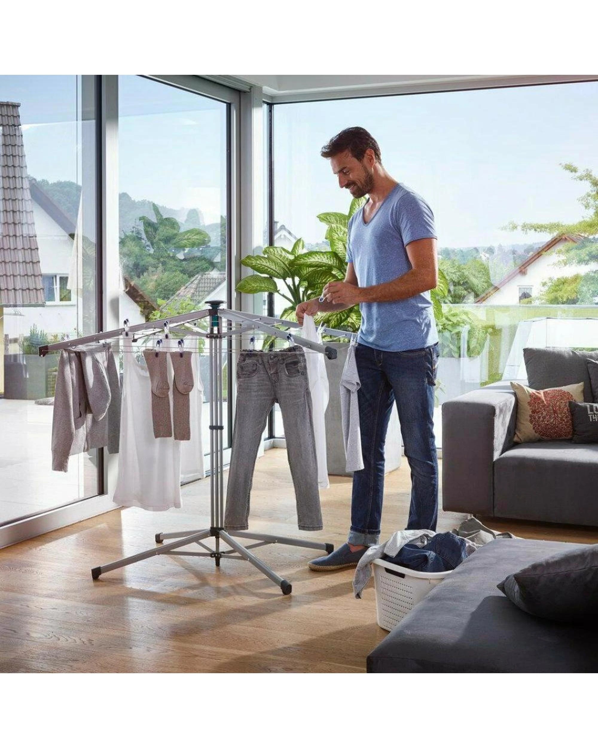 6 Leifheit Lino Pop Up Standing Rotary Laundry Dryer Rack Indoor/outdoor 14m - White, 6 of 10