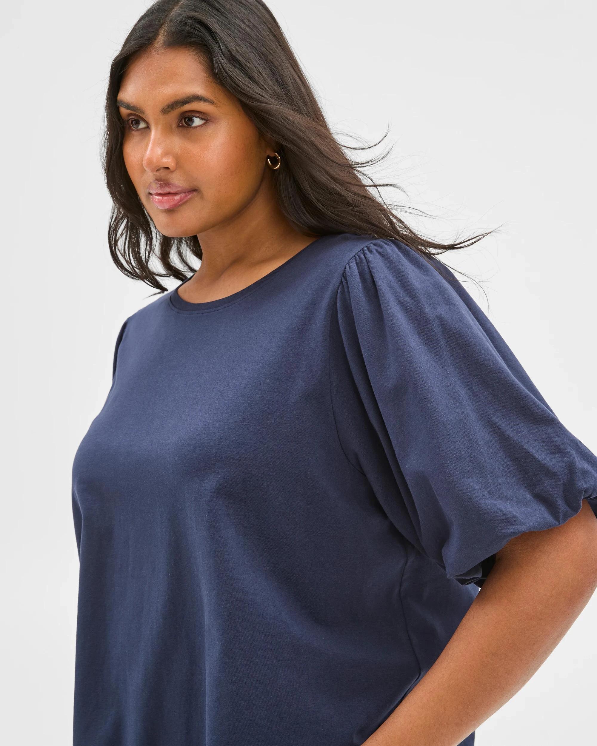 4 Target Plus Size Australian Cotton Bubble Sleeve Top NAVY BLAZER, 4 of 6