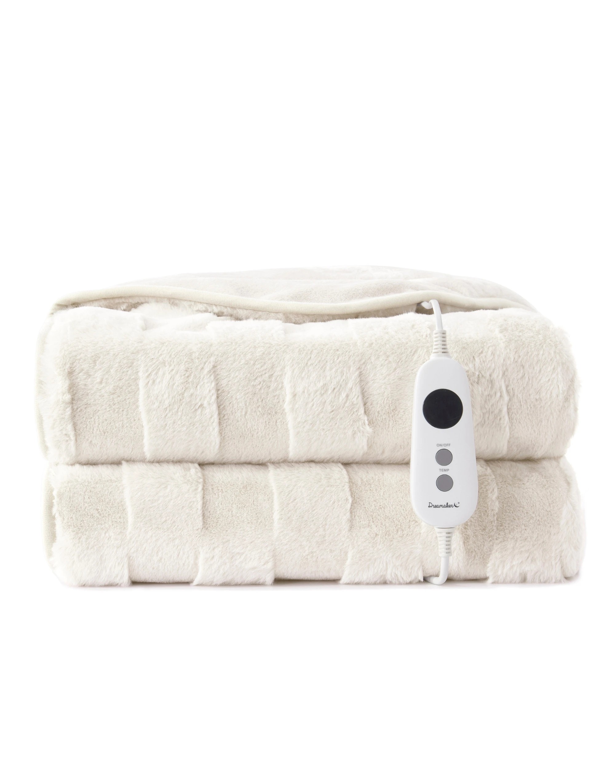 2 Dreamaker Basketweave Faux Fur Heated Throw 180x200cm - Cream, 2 of 10