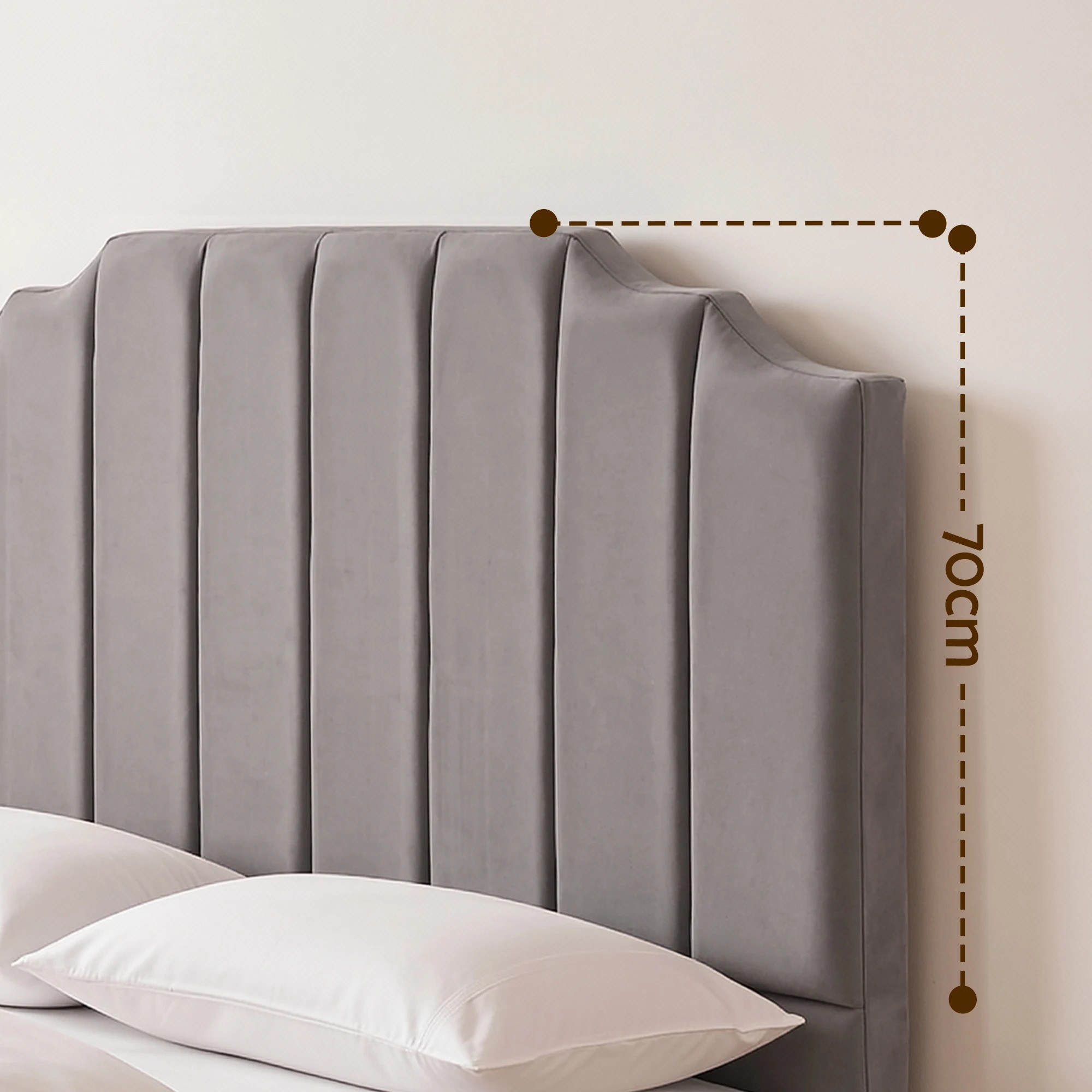 5 Artiss Bed Head Headboard Queen Velvet 153CM - Grey, 5 of 8