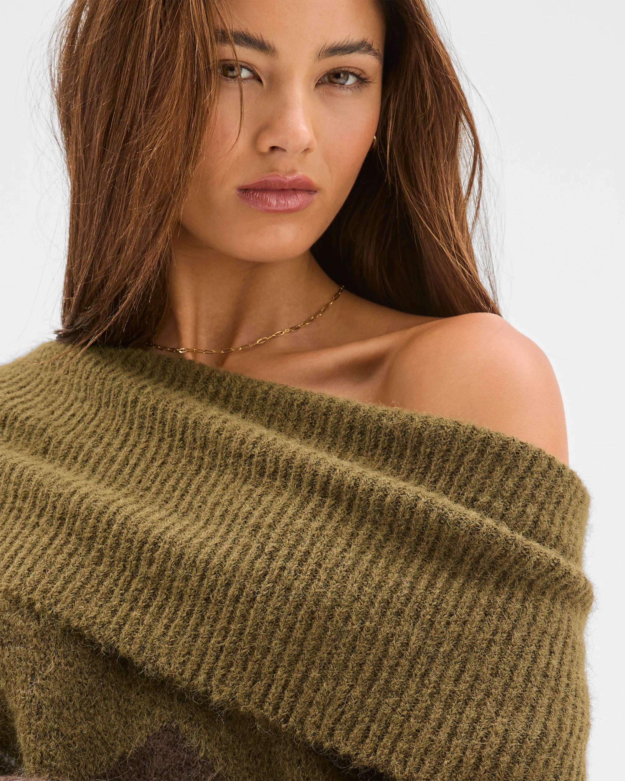 5 Lily Loves Fold Neck Argyle Jumper DEEP MOSS, 5 of 6