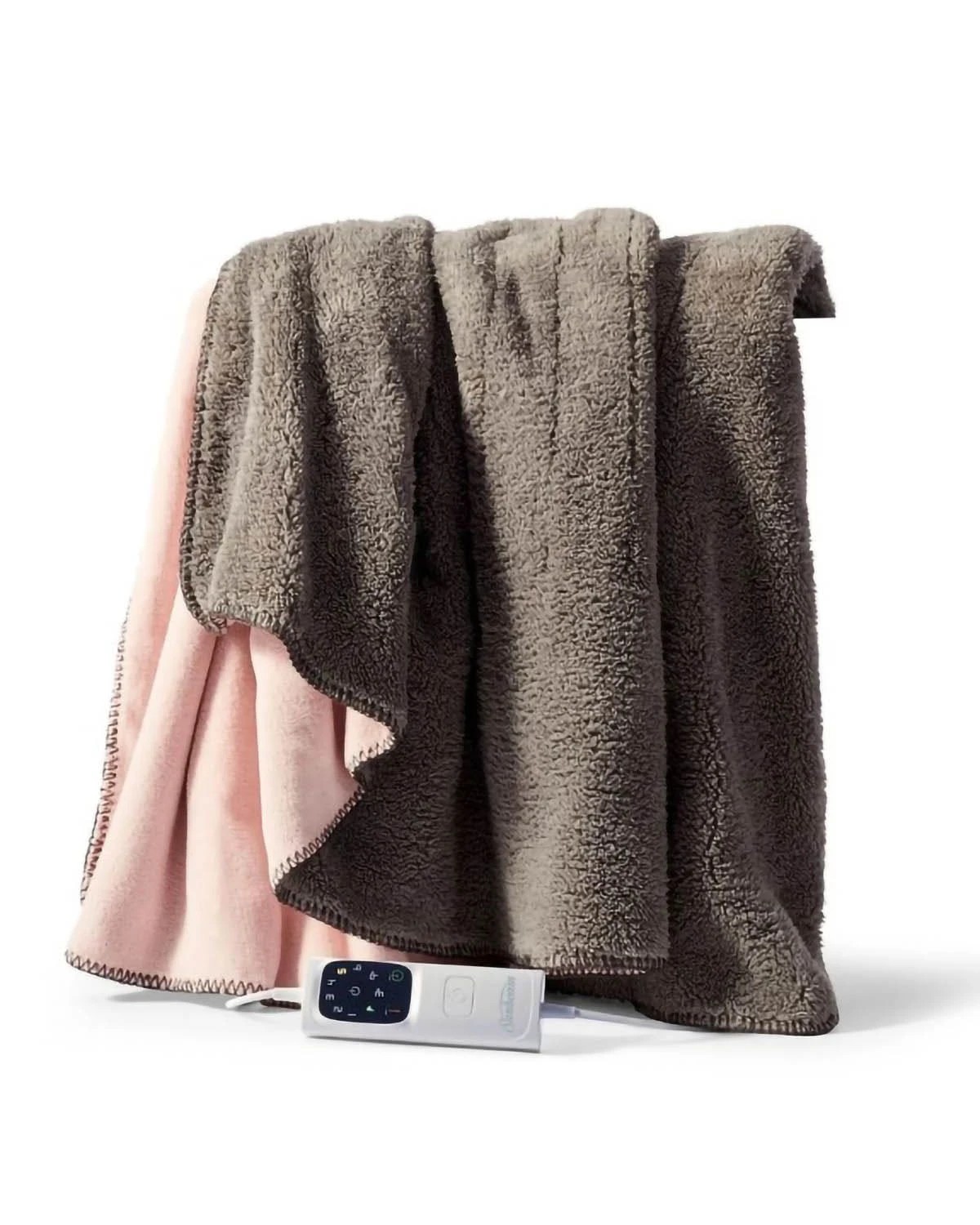 4 Sunbeam Feel Perfect Snug & Cosy Reversible Heated Throw - Grey/Pink - MULTI, 4 of 5