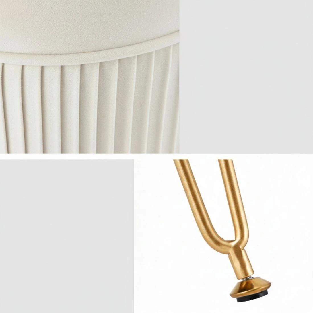 6 Artiss Ottoman Foot Stool Vanity Velvet Round - White, 6 of 6