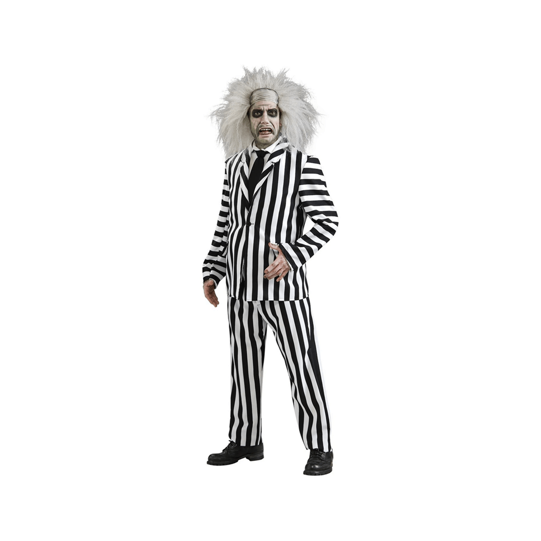 1 Beetlejuice Deluxe Adult Costume White Striped Suit Standard Size Halloween Party Outfit
 - Black, 1 of 3