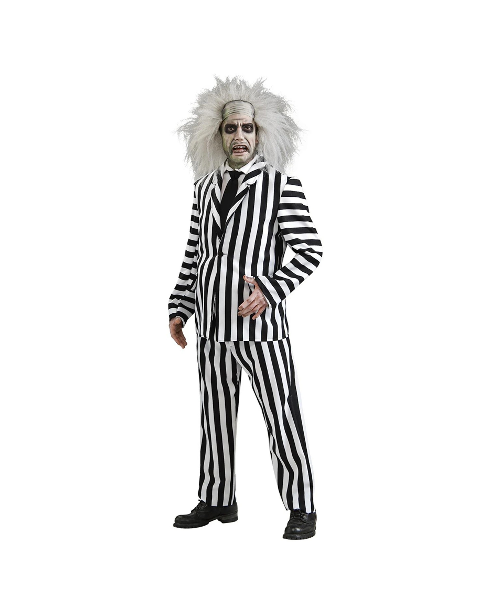 1 Beetlejuice Deluxe Adult Costume White Striped Suit Standard Size Halloween Party Outfit
 - Black, 1 of 3