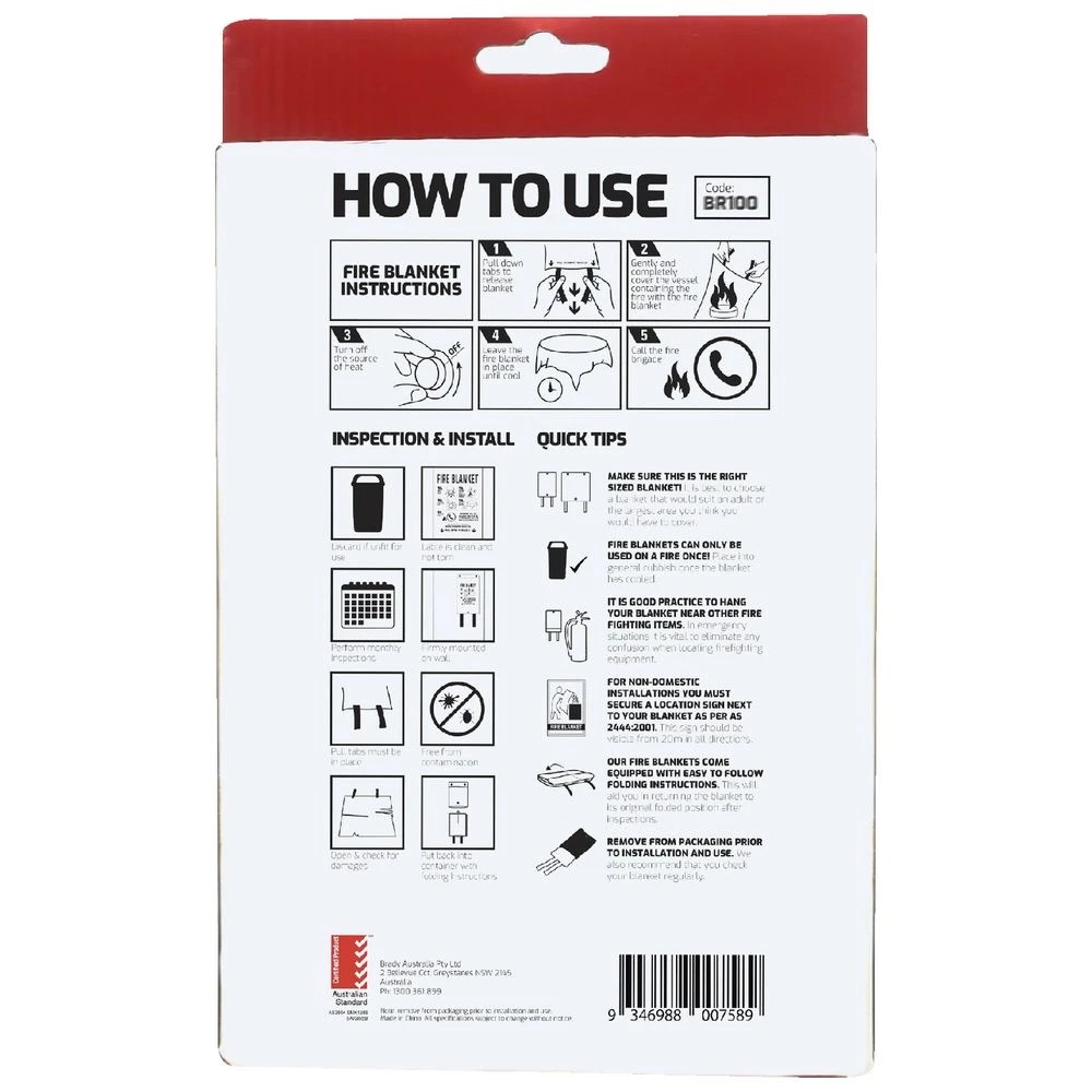 3 Trafalgar Fire Blanket 1.0m x 1.0m, 3 of 3