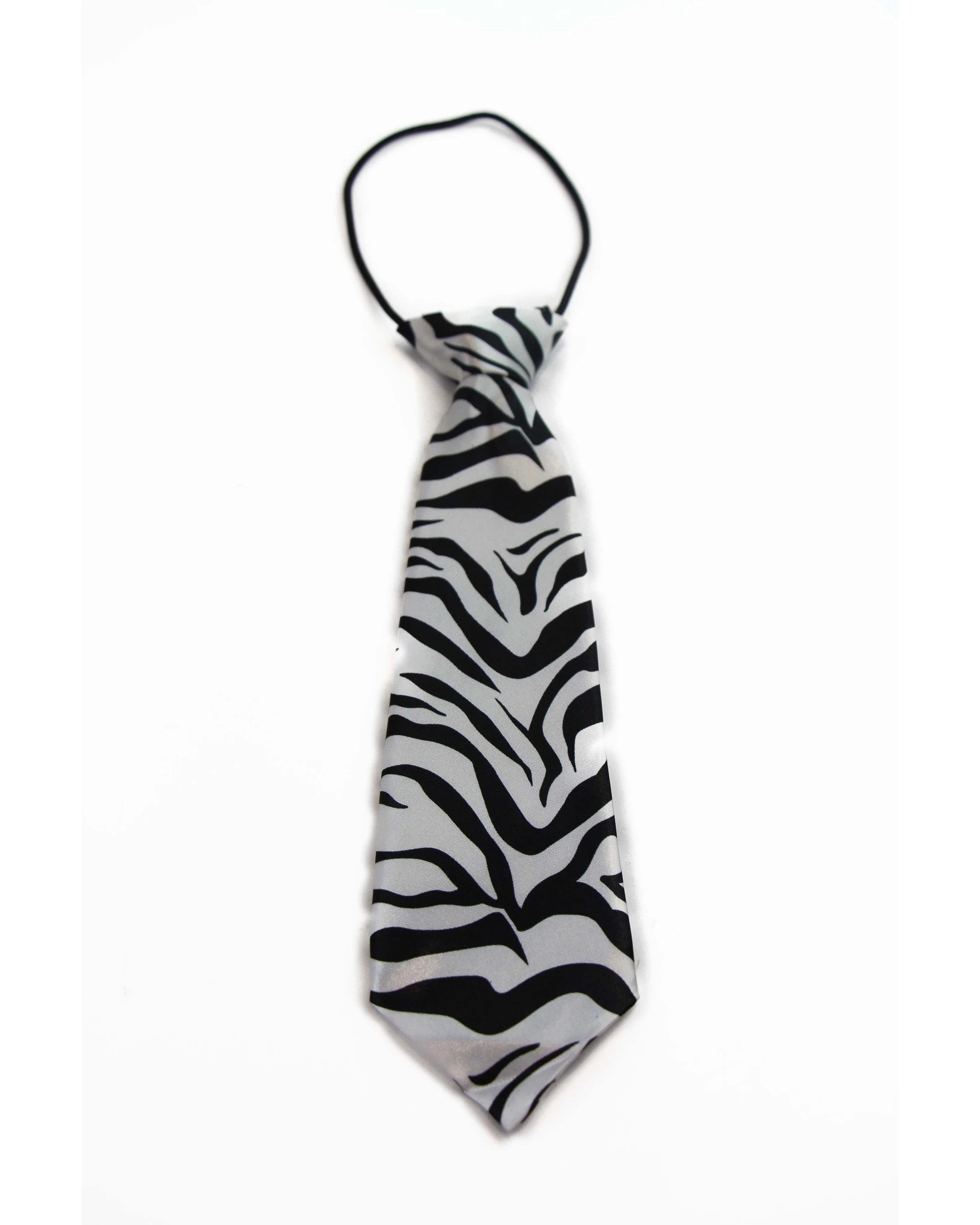2 Zasel Kids Boys Black & White Patterned Elastic Neck Tie - Zebra, 2 of 2