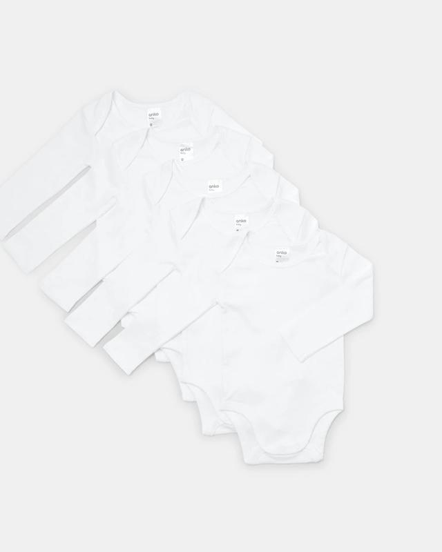 5 Pack Cotton Long Sleeve Bodys