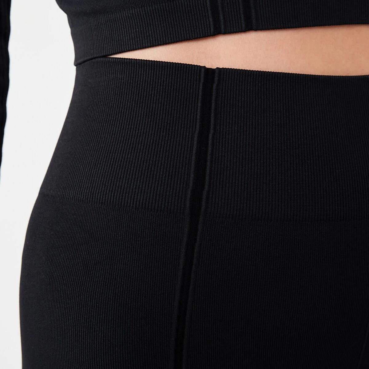 4 Active Womens Seamfree Ribbed Panel Leggings Black, 4 of 5
