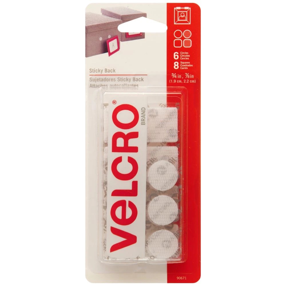 1 VELCRO 19mm Dots & 22mm Squares 14 Pack White, 1 of 1