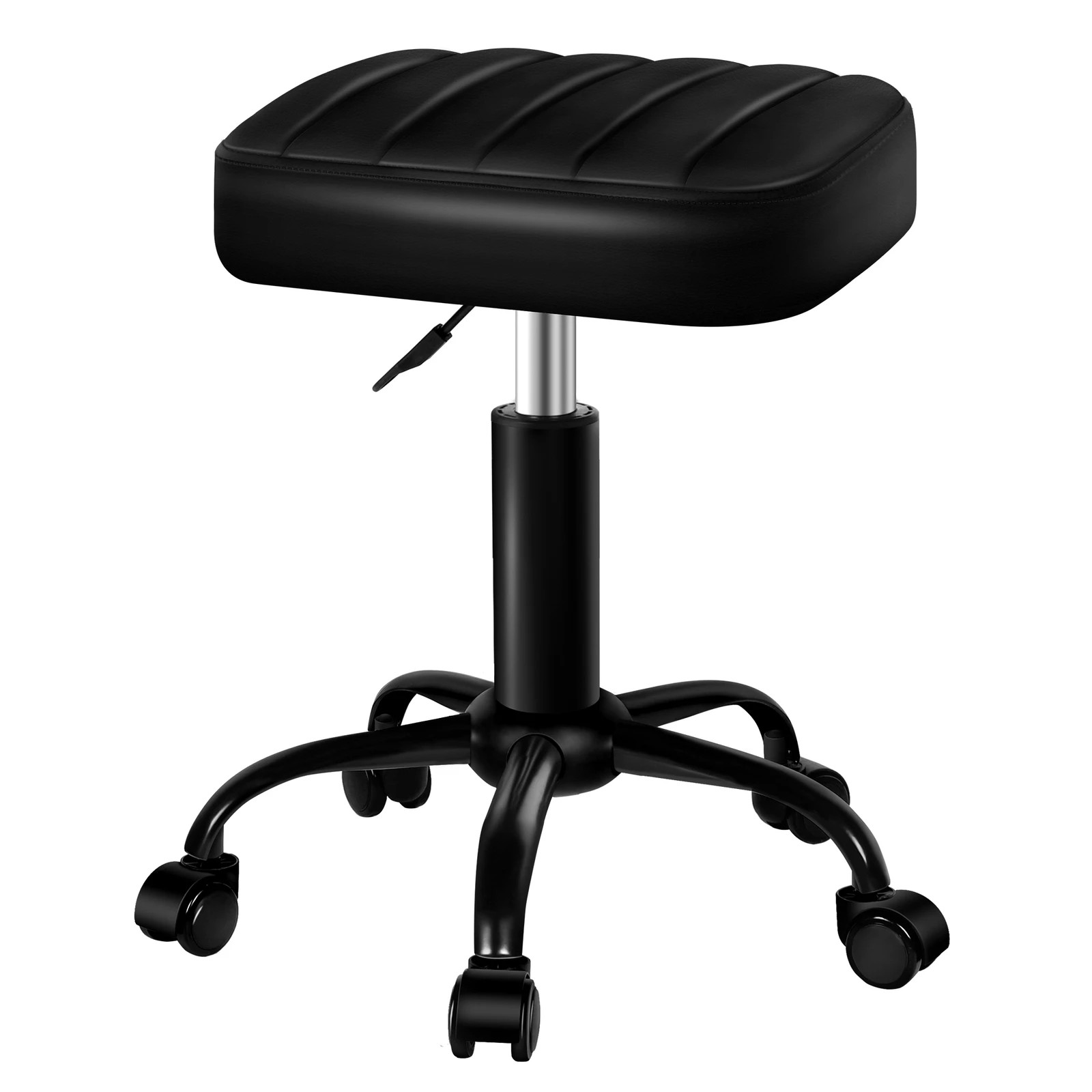 8 Alfordson 2x Salon Stool Square Swivel Barber Hair Chair - All Black, 8 of 10