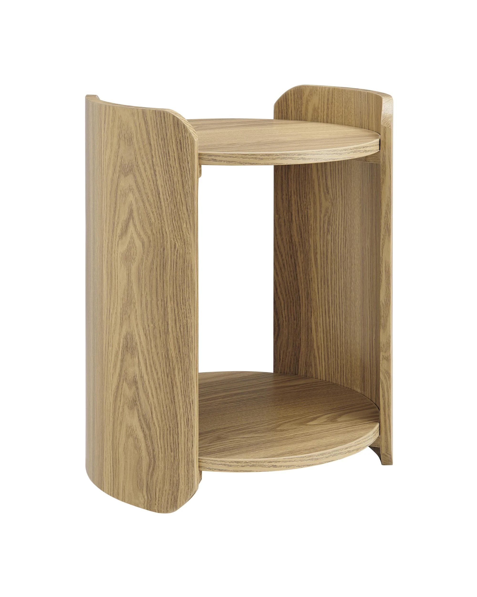 1 Kodu Round Side Table Bedside Table Nightstand with Storage Shelf Oak Look - Natural, 1 of 7