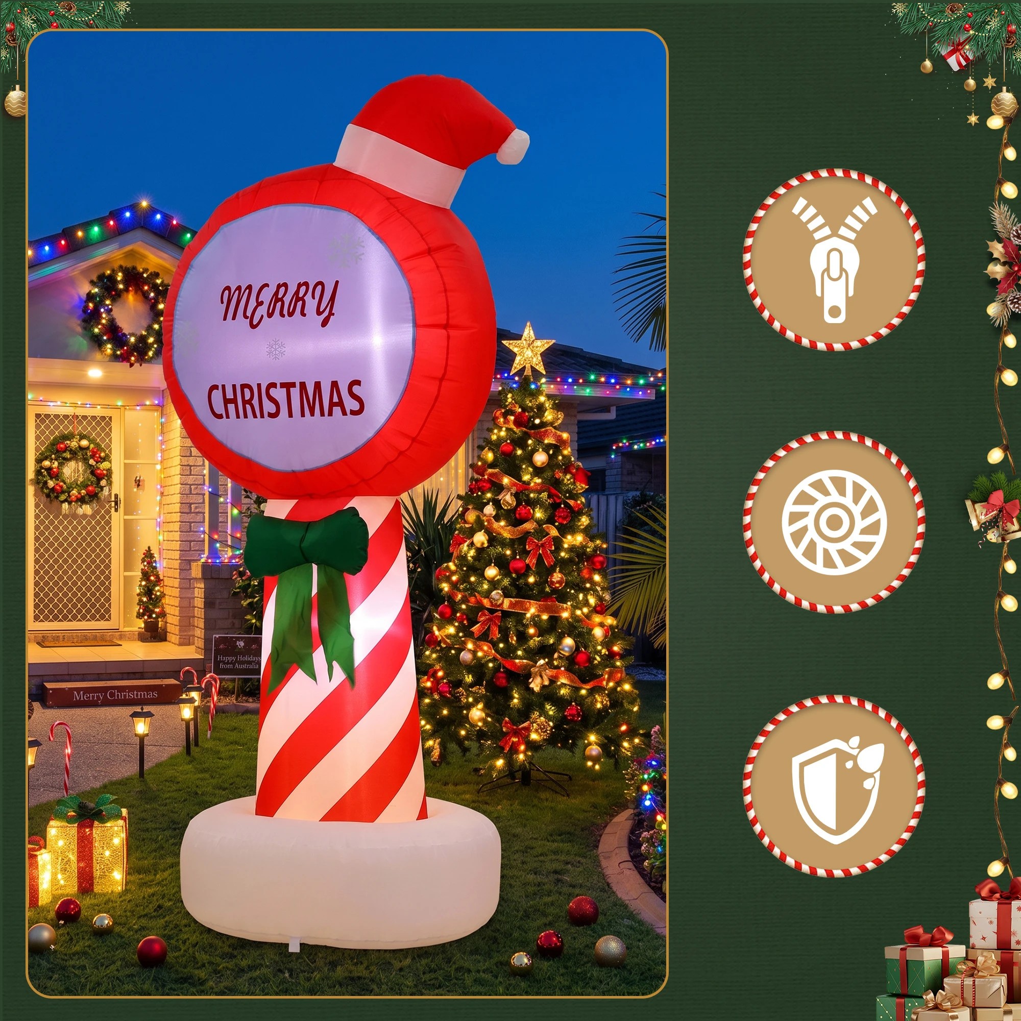 7 Jingle Jollys Christmas Inflatable Pole 1.8M Height LED Outdoor Decorations Illuminated - Red, 7 of 9
