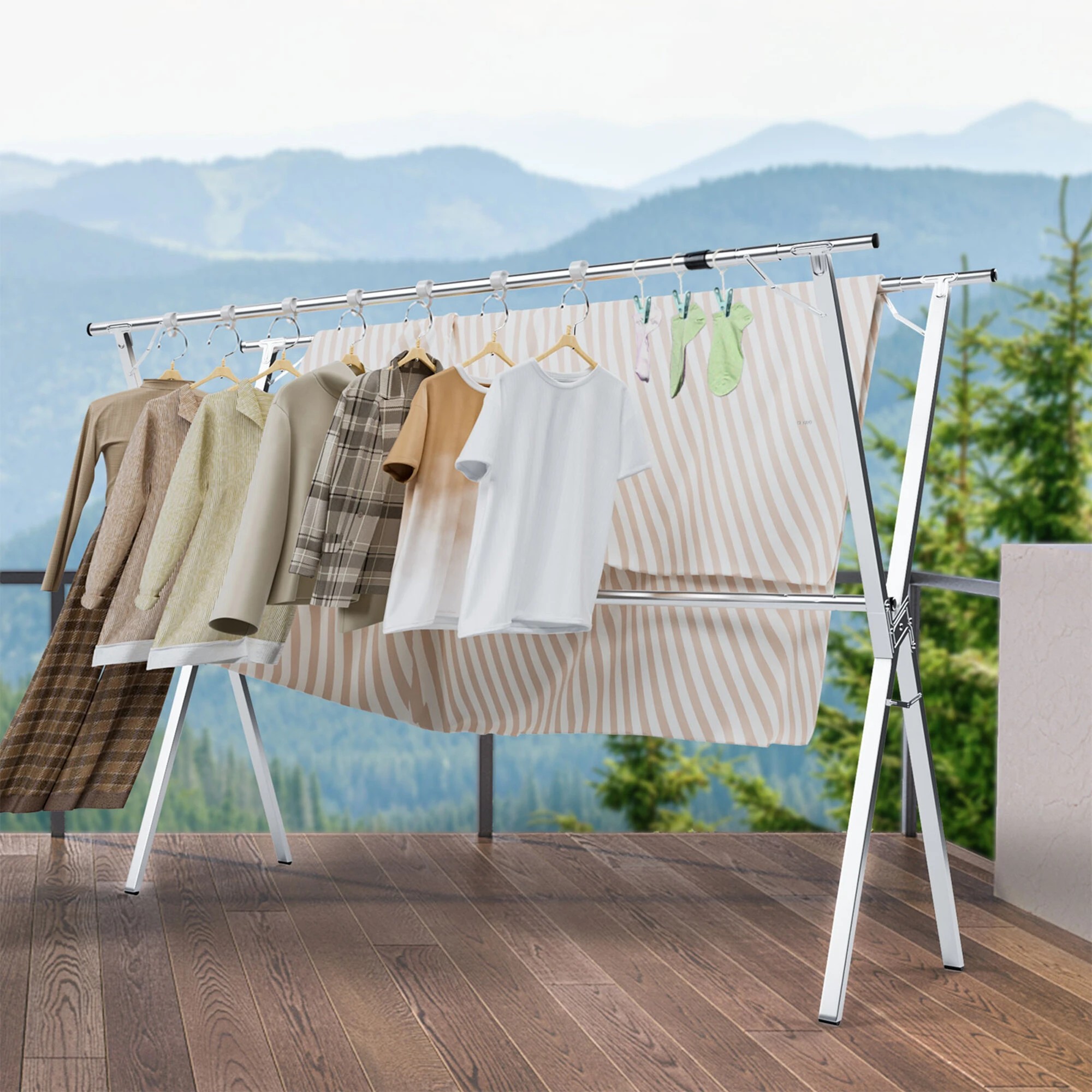 8 Levede 2M Extendable Foldable Clothes Airer Drying Rack, 8 of 9