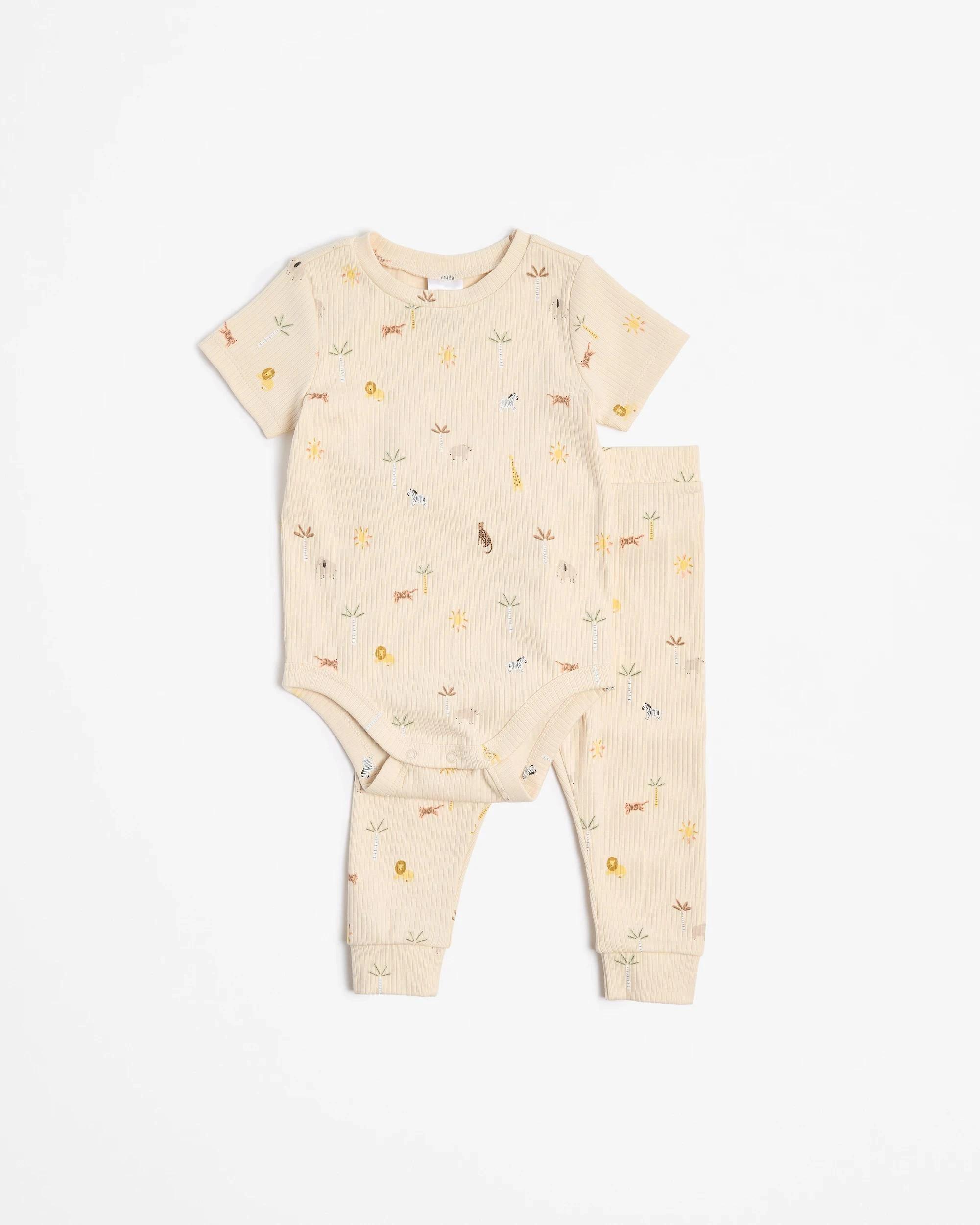 1 Target Baby Baby Organic Cotton Unisex Bodysuit and Leggings Set 2 Piece SAFARI, 1 of 3