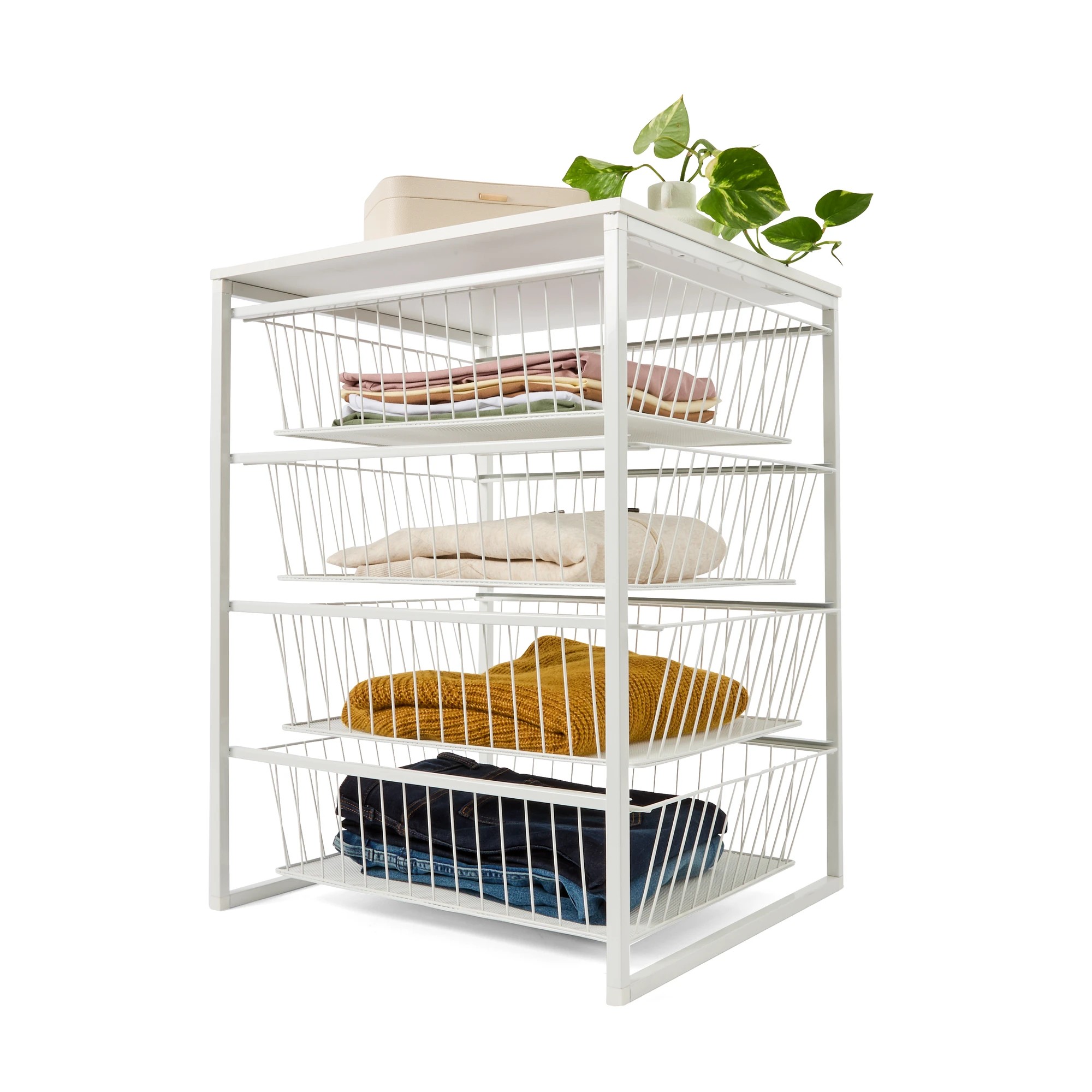 1 Mesh and Wire 4 Drawer Unit - White, 1 of 10