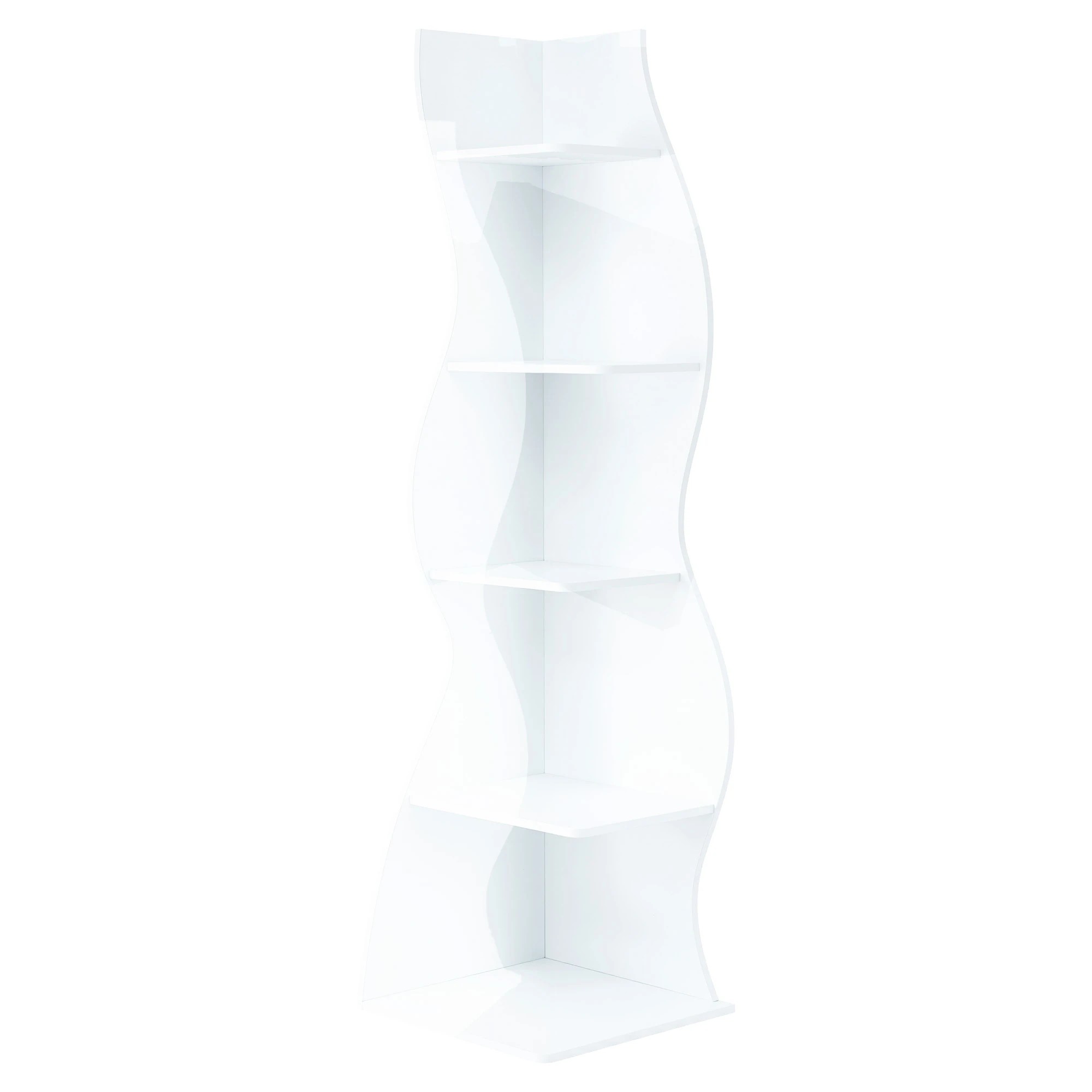 4 Artiss 5-Tier Bookshelf Corner Shelf S-shaped Storage Rack - White, 4 of 8