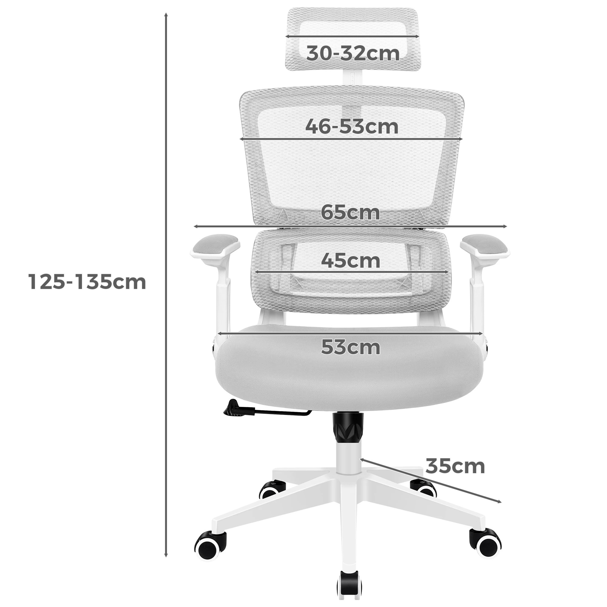 9 Alfordson Mesh Office Chair Executive Gaming Seat Racing Tilt Study Computer - White Grey, 9 of 10