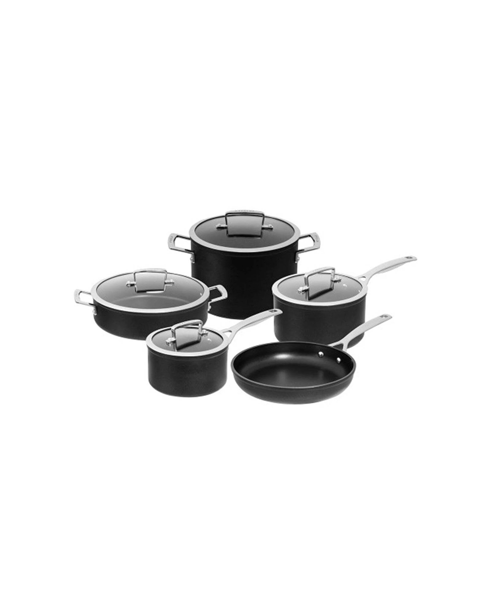 1 PYROLUX 5pc Ignite Non-Stick Saucepan Frypan Stockpot Cookware Set - Black, 1 of 1