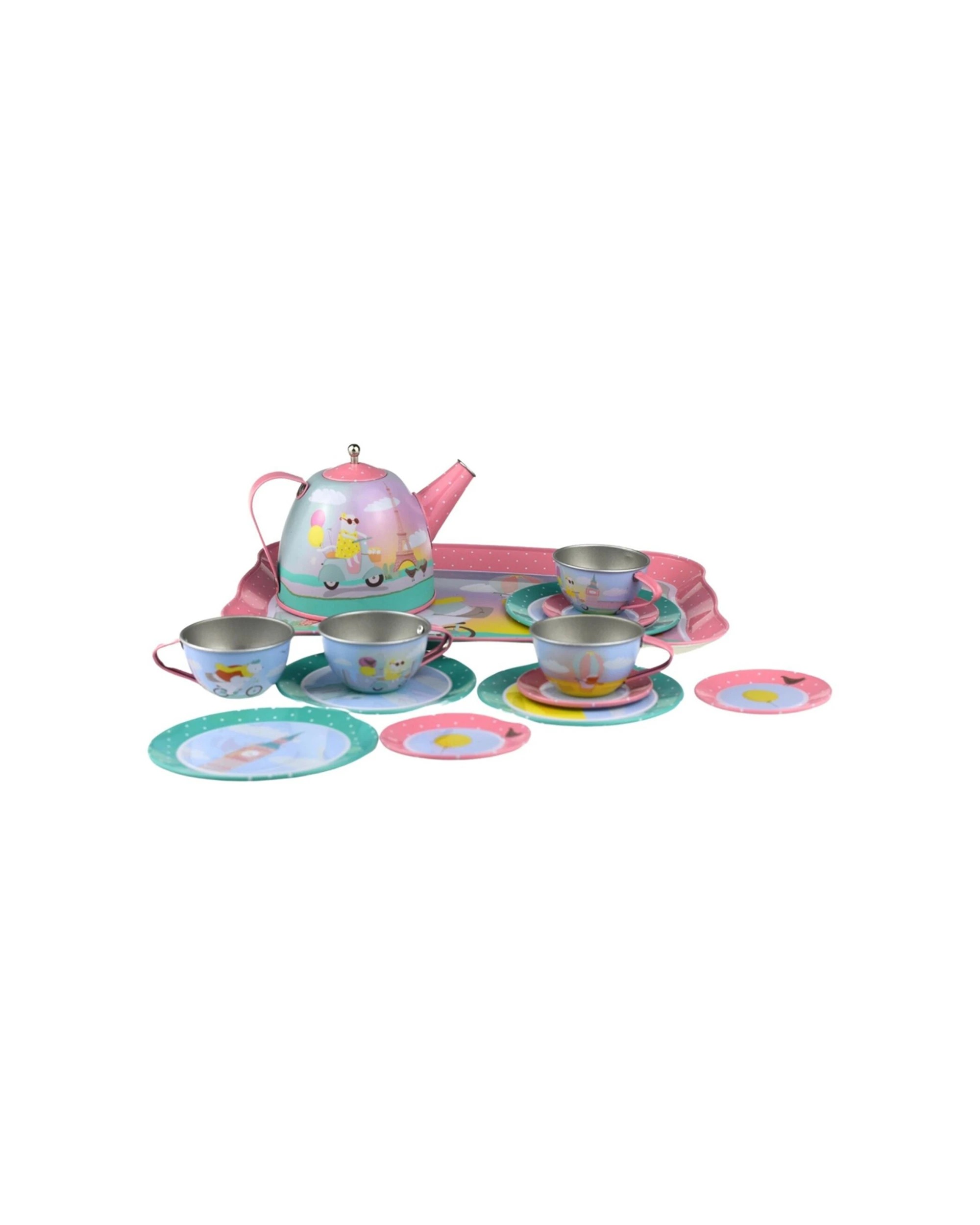 3 Kaper Kidz 15pc Animal Tourists Tin Tea Set Kids Pretend Play Toy - Multi, 3 of 8