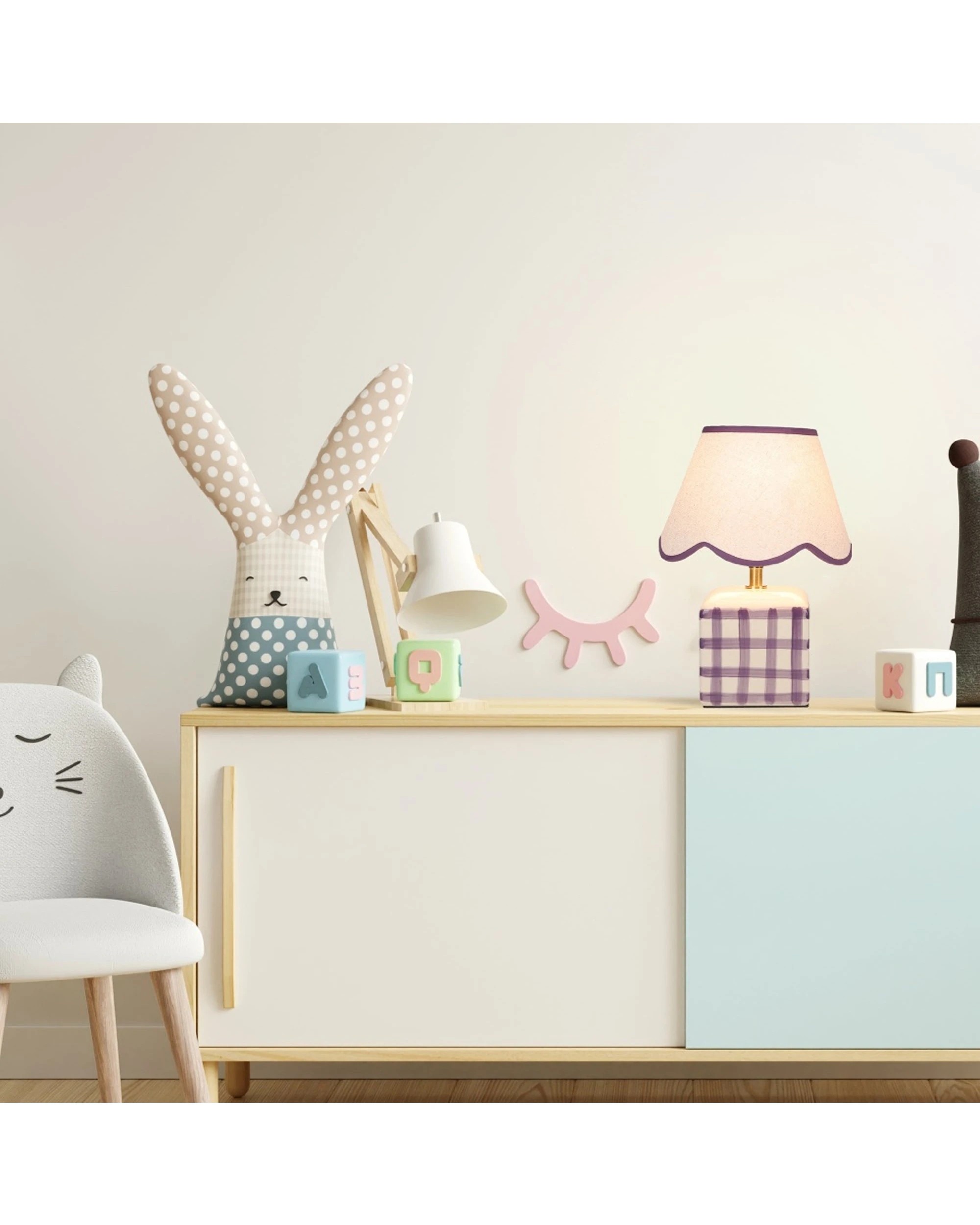 Lexi Lighting 2pc Romy Ceramic Table Lamp Set Checked - Purple - Kmart